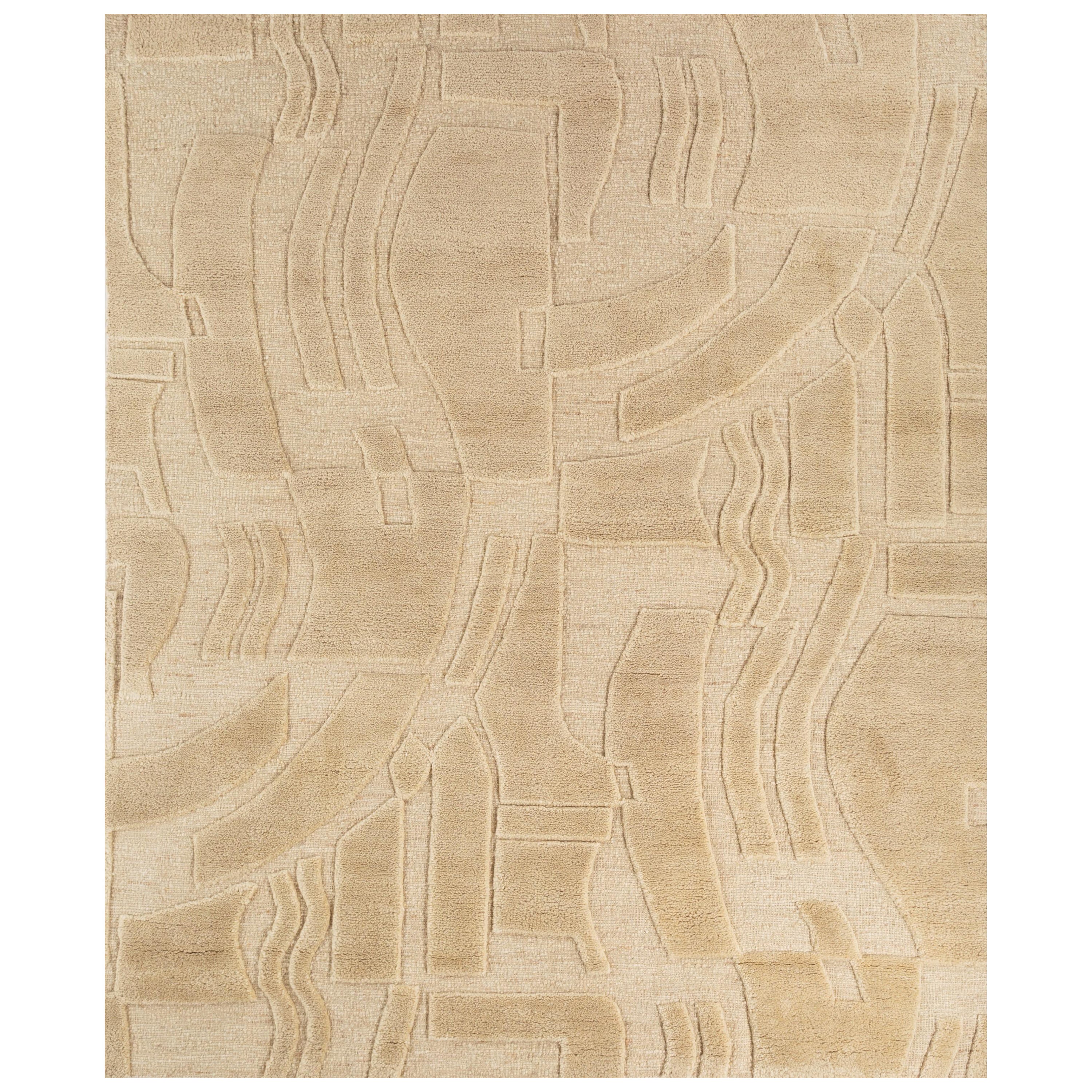 Ivory Cascade Cloud White & Cloud White 240x300 cm Handgeknüpfter Teppich im Angebot