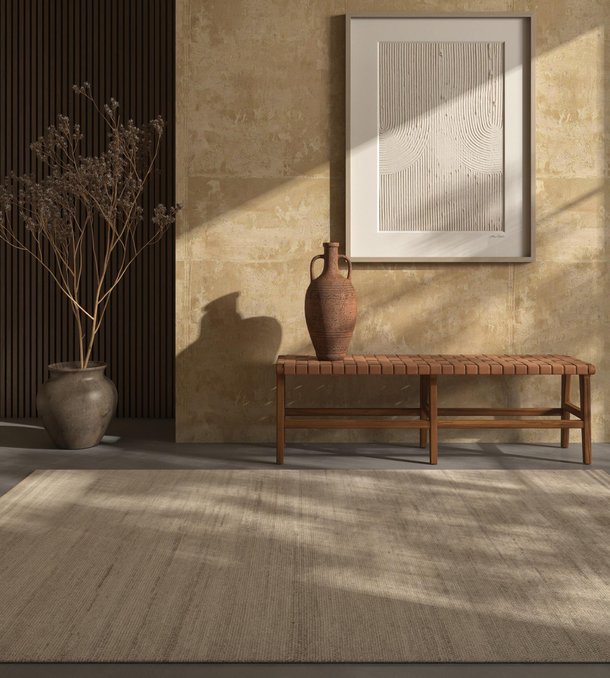 Alfombras Jaipur Los diseños transicionales de la colección Kairos cautivarán los ojos con los inmensos detalles tejidos en los suaves hilos. El viaje de la colección comienza en el intrigante punto del amanecer y recorre la cadencia temporal del