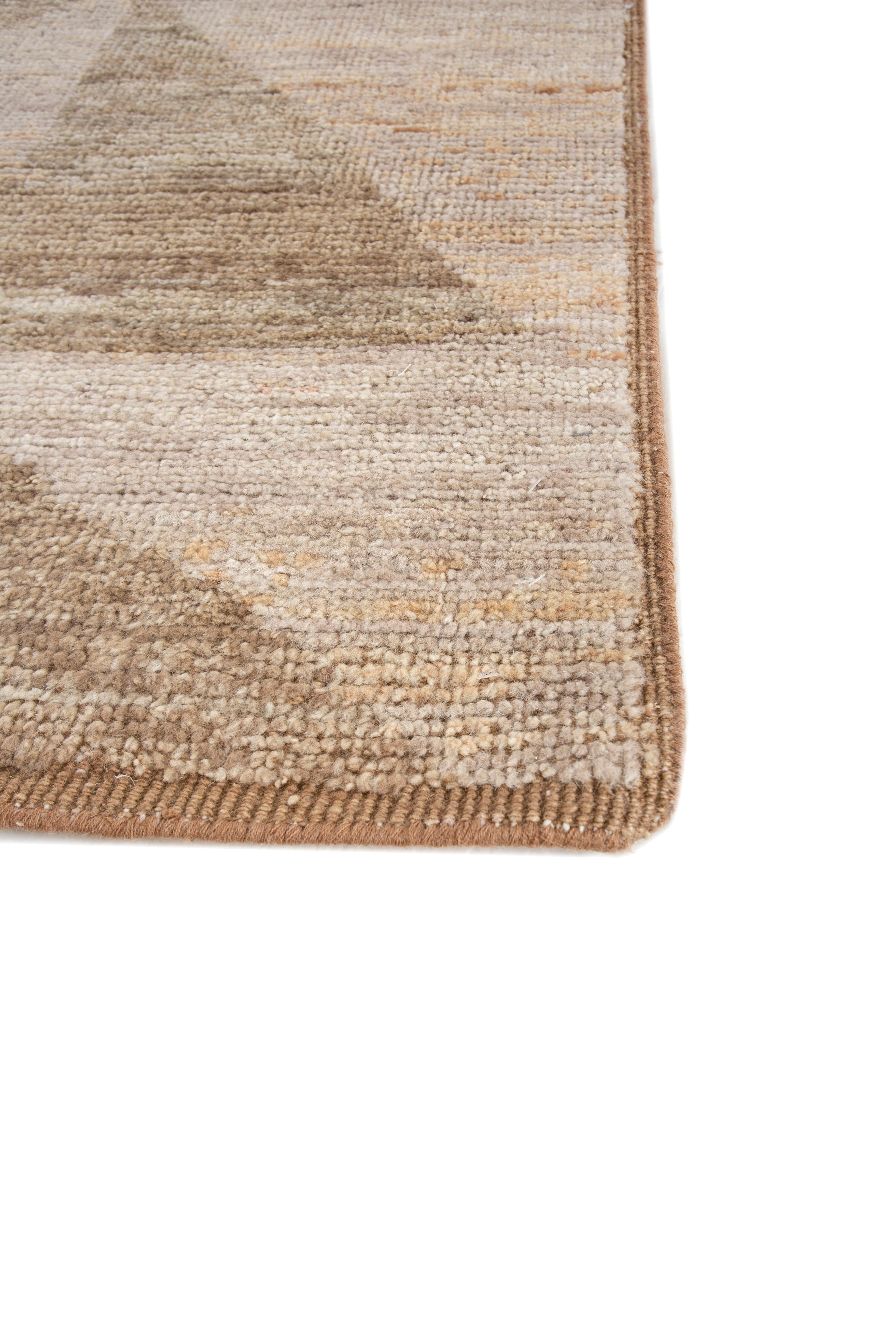 Moderne Jaipur Rugs Tapis 8x10 pieds noués à la main Tapis moderne en laine beige et marron en vente
