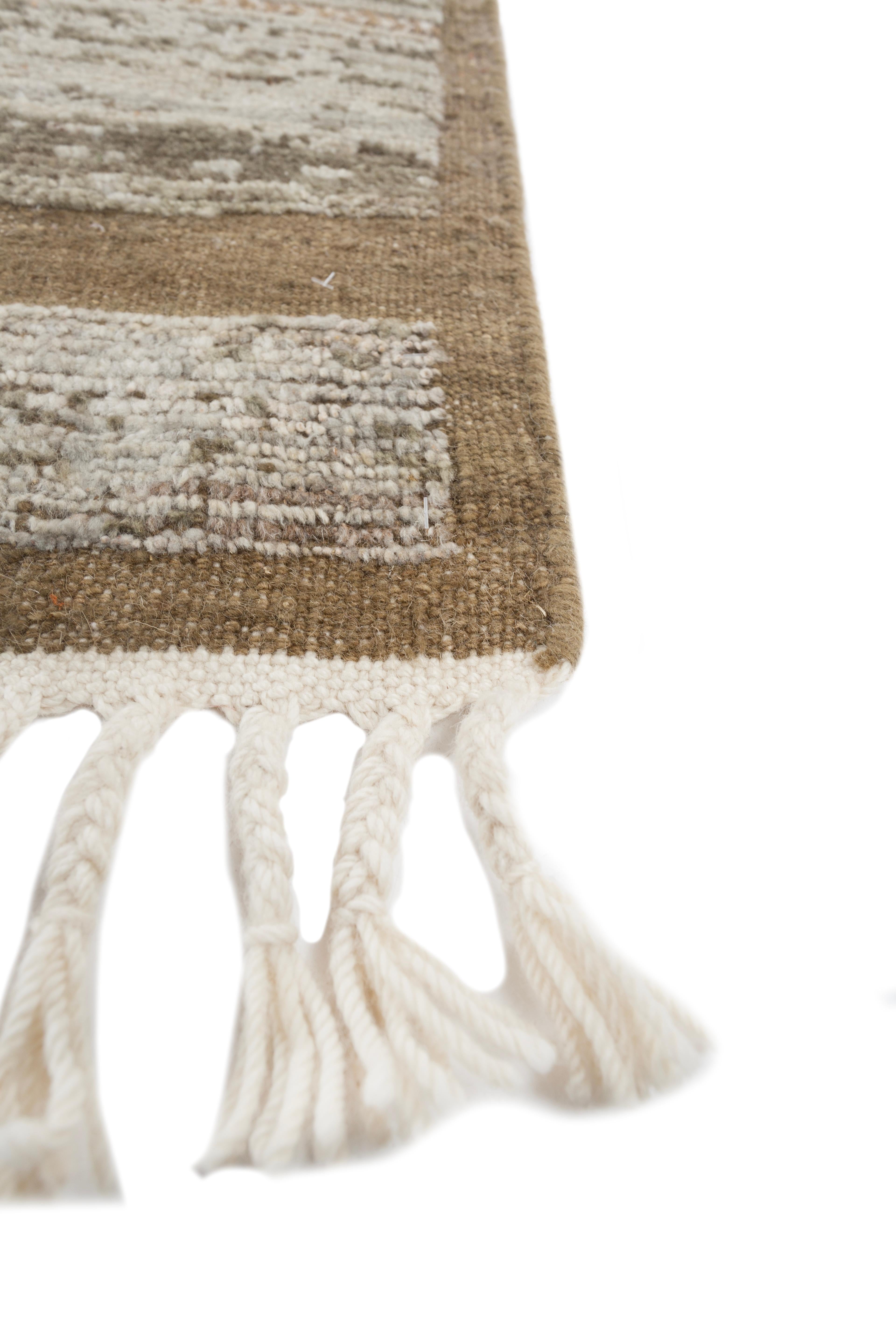 Moderne Jaipur Rugs Tapis 8x10 pieds noués à la main Tapis moderne en laine beige et marron en vente