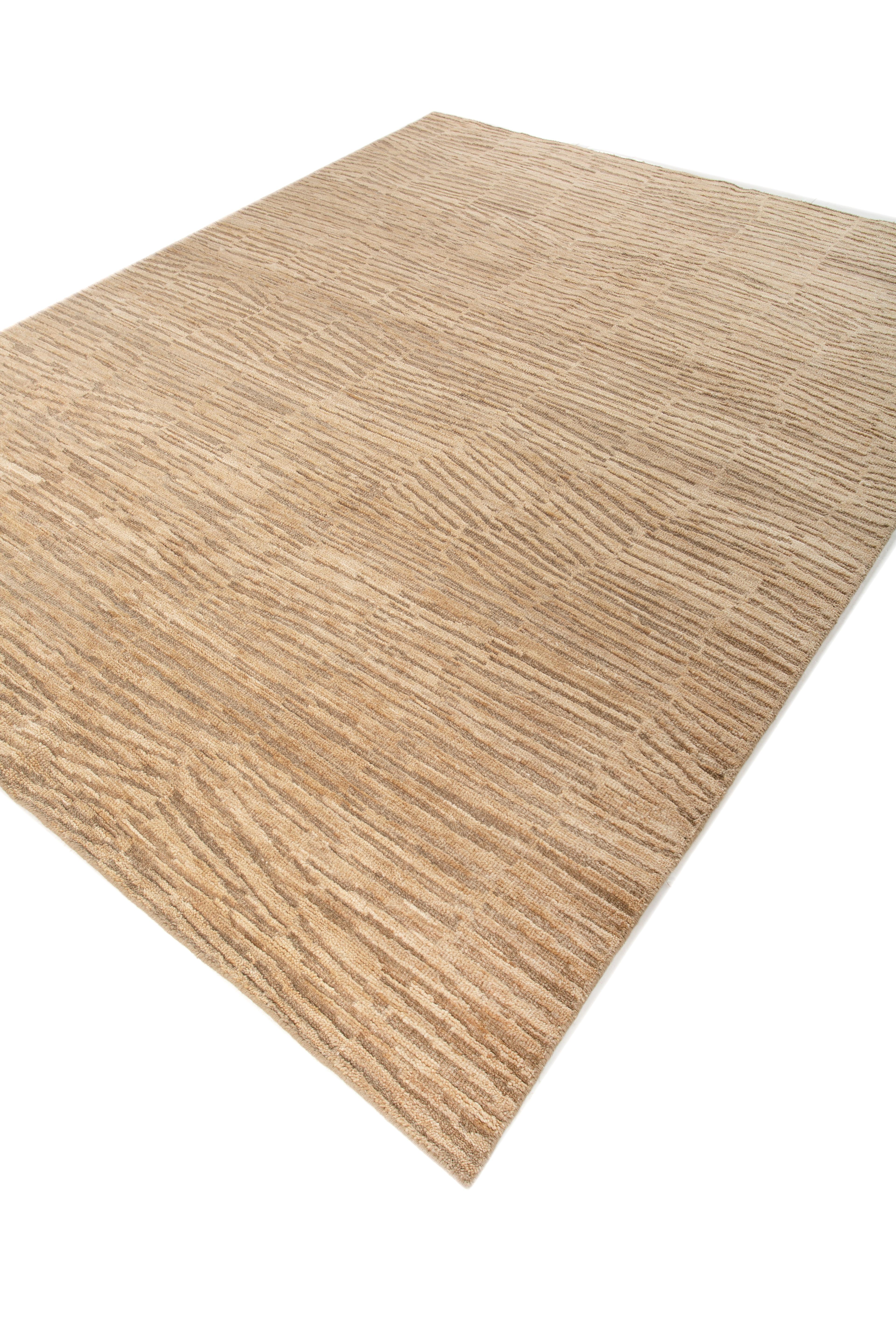 Indian Jaipur Rugs 8x10 Feet Hand knotted Carpet Wool Modern Beige And Brown Rug For Sale
