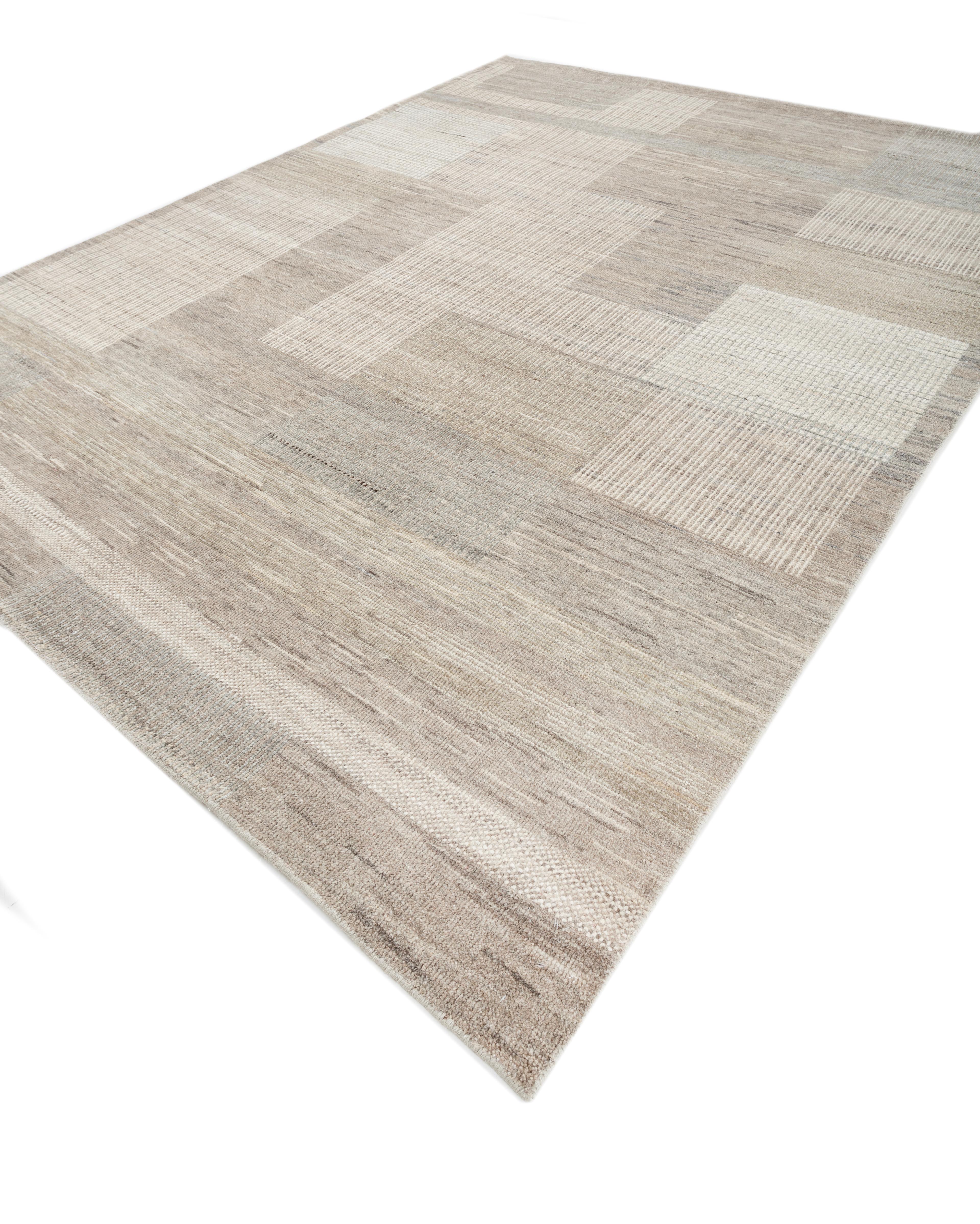 Jaipur Rugs 8x10 Pies Alfombra De Lana Anudada A Mano Alfombra Moderna Beige Y Marrón Moderno en venta