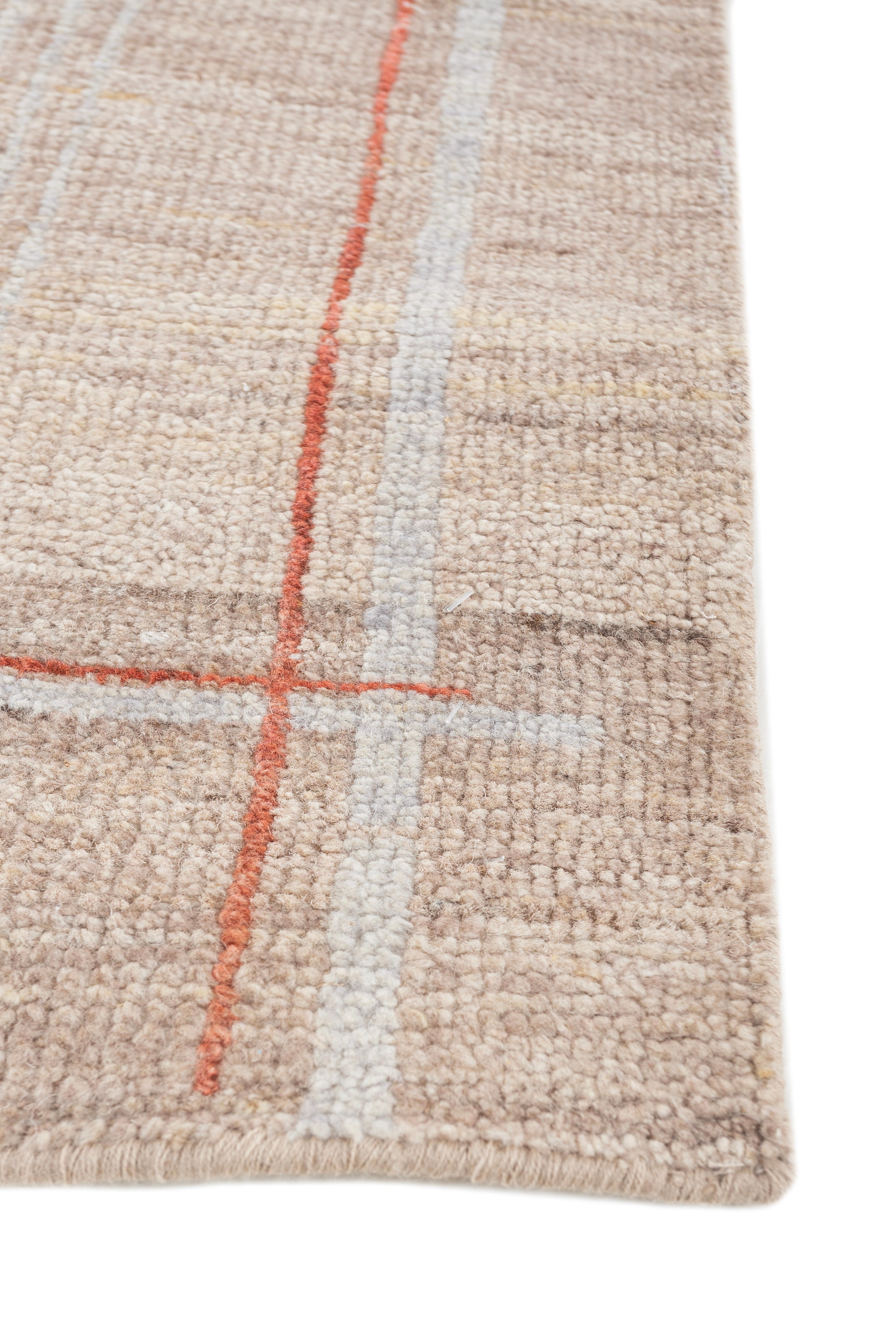 Moderne Jaipur Rugs Tapis 8x10 pieds noués à la main Tapis moderne en laine beige et marron en vente