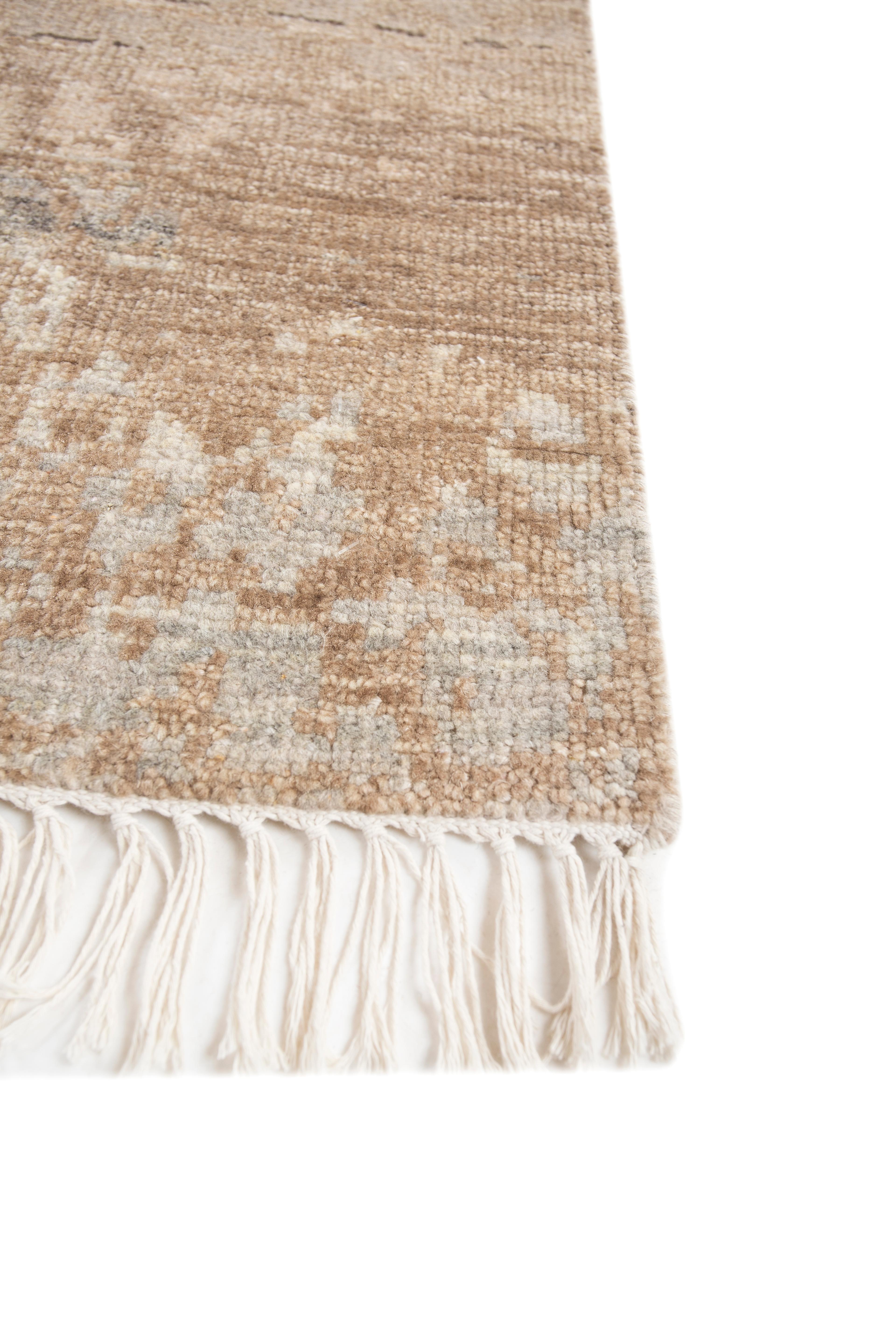 Moderne Jaipur Rugs Tapis 8x10 pieds noués à la main Tapis moderne en laine beige et marron en vente