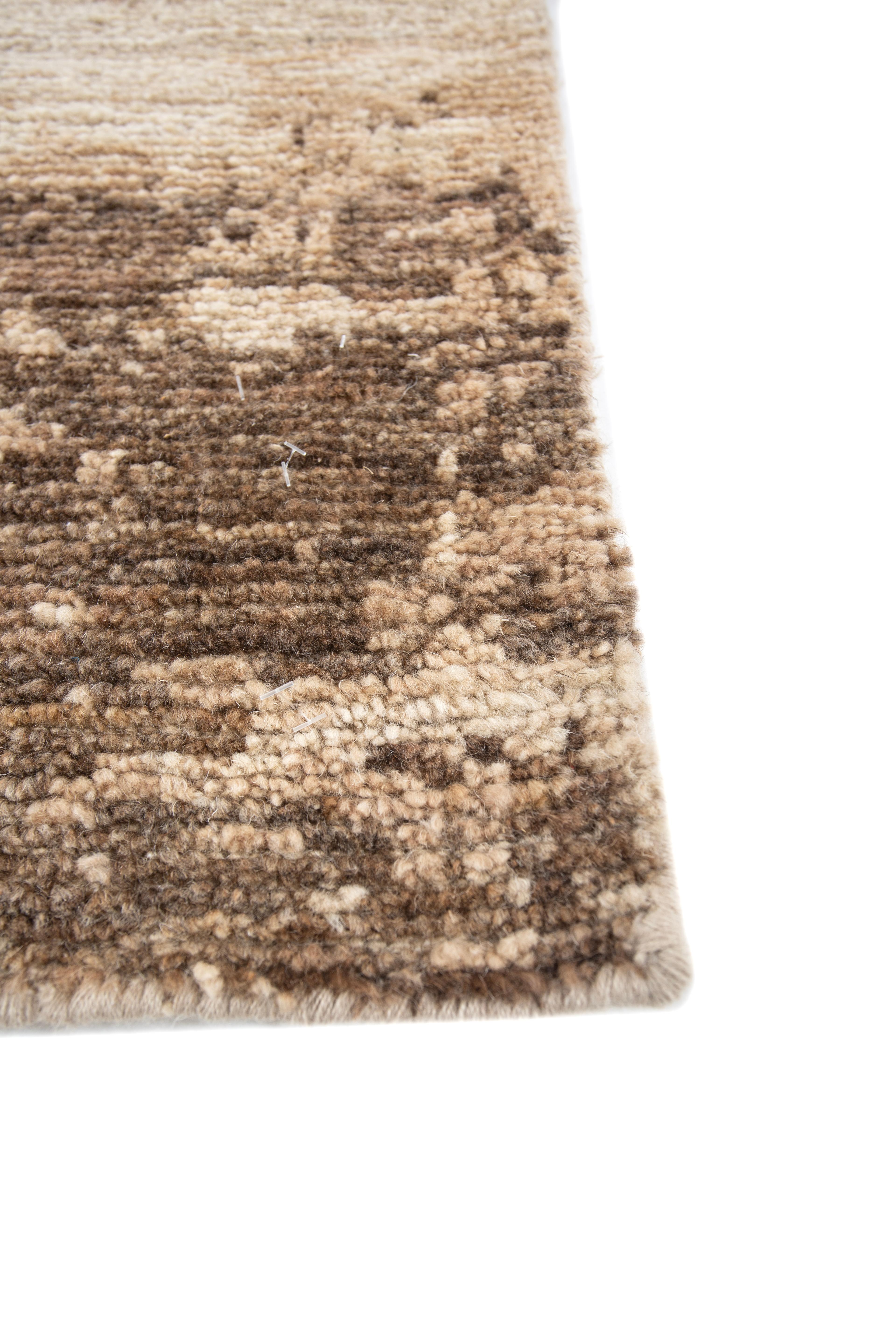 Moderne Jaipur Rugs Tapis 8x10 pieds noués à la main Tapis moderne en laine beige et marron en vente
