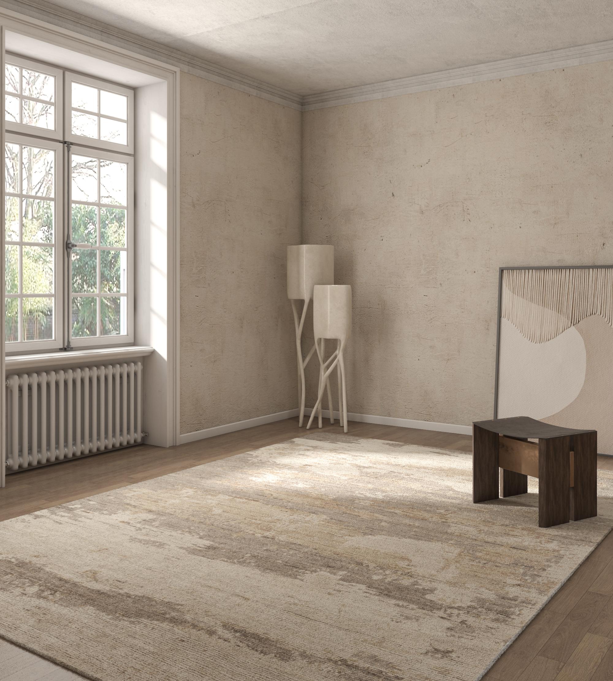 Moderno Jaipur Rugs 8x10 Piedi Tappeto annodato a mano in lana moderno beige e marrone in vendita