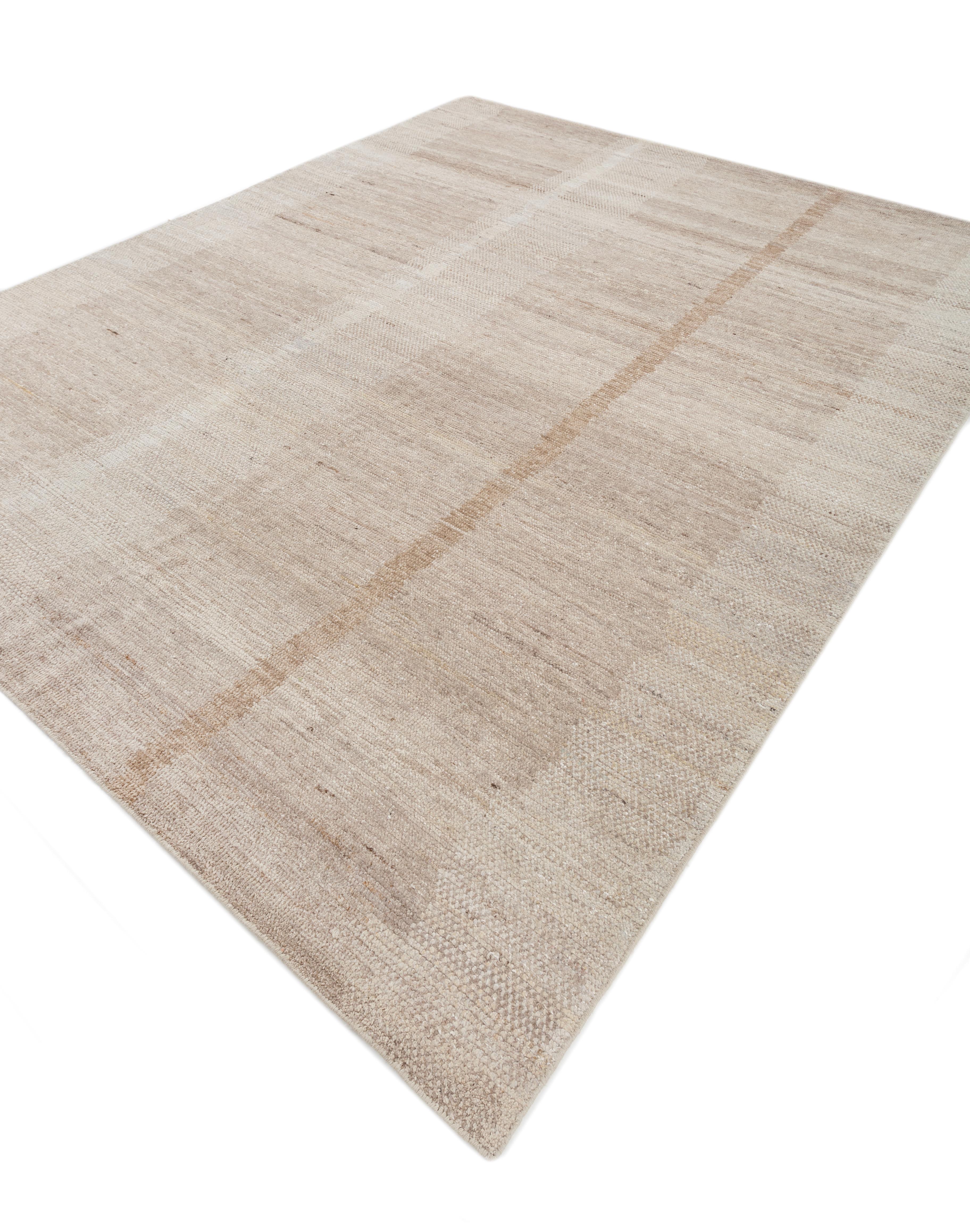 Jaipur Rugs 8x10 Feet Hand geknüpft Teppich Wolle Modern Beige und Braun Teppich (Indisch) im Angebot
