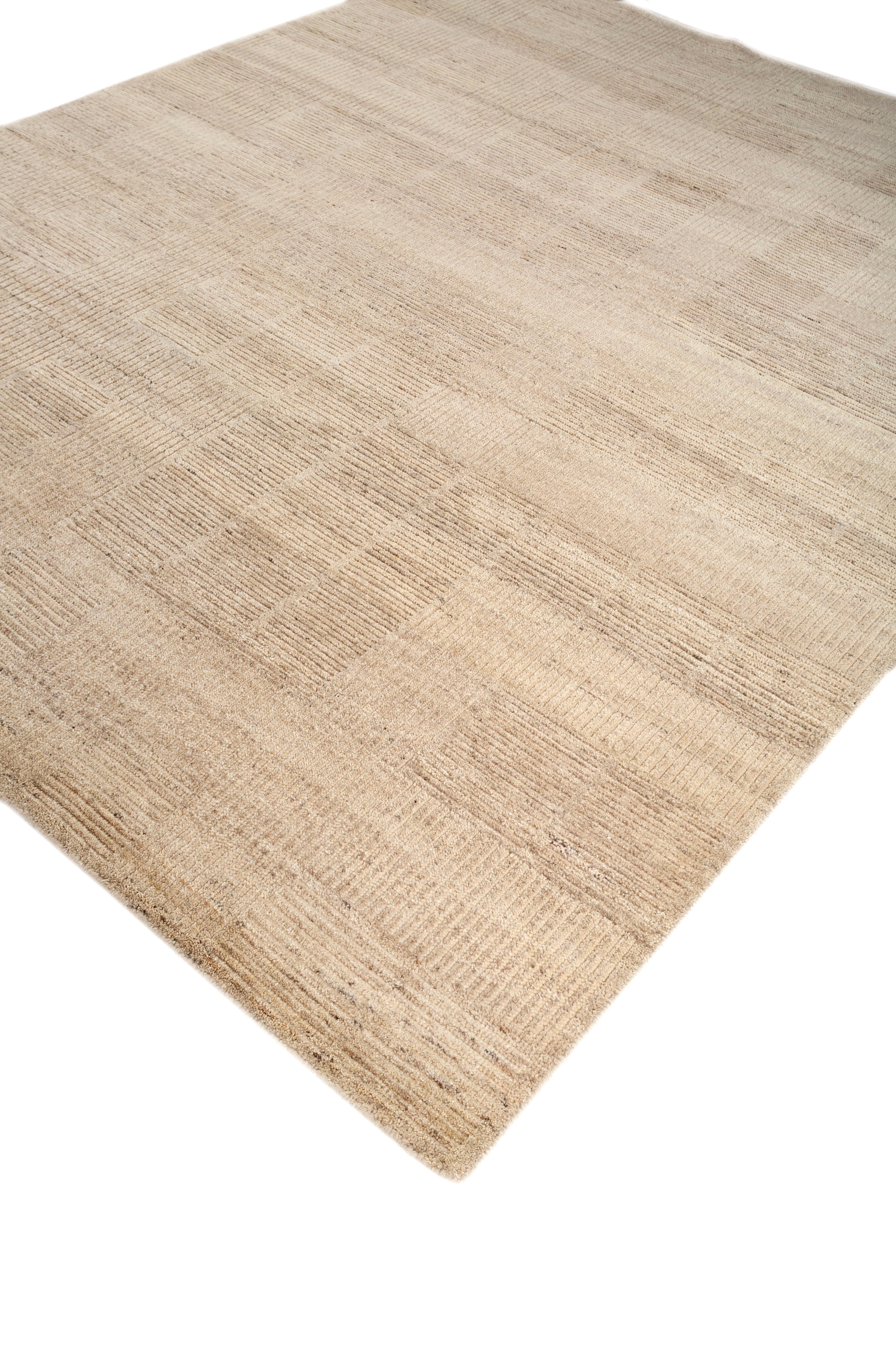 Hand-Knotted Jaipur Rugs 8x10 Feet Hand knotted Carpet Wool Modern Beige And Brown Rug For Sale