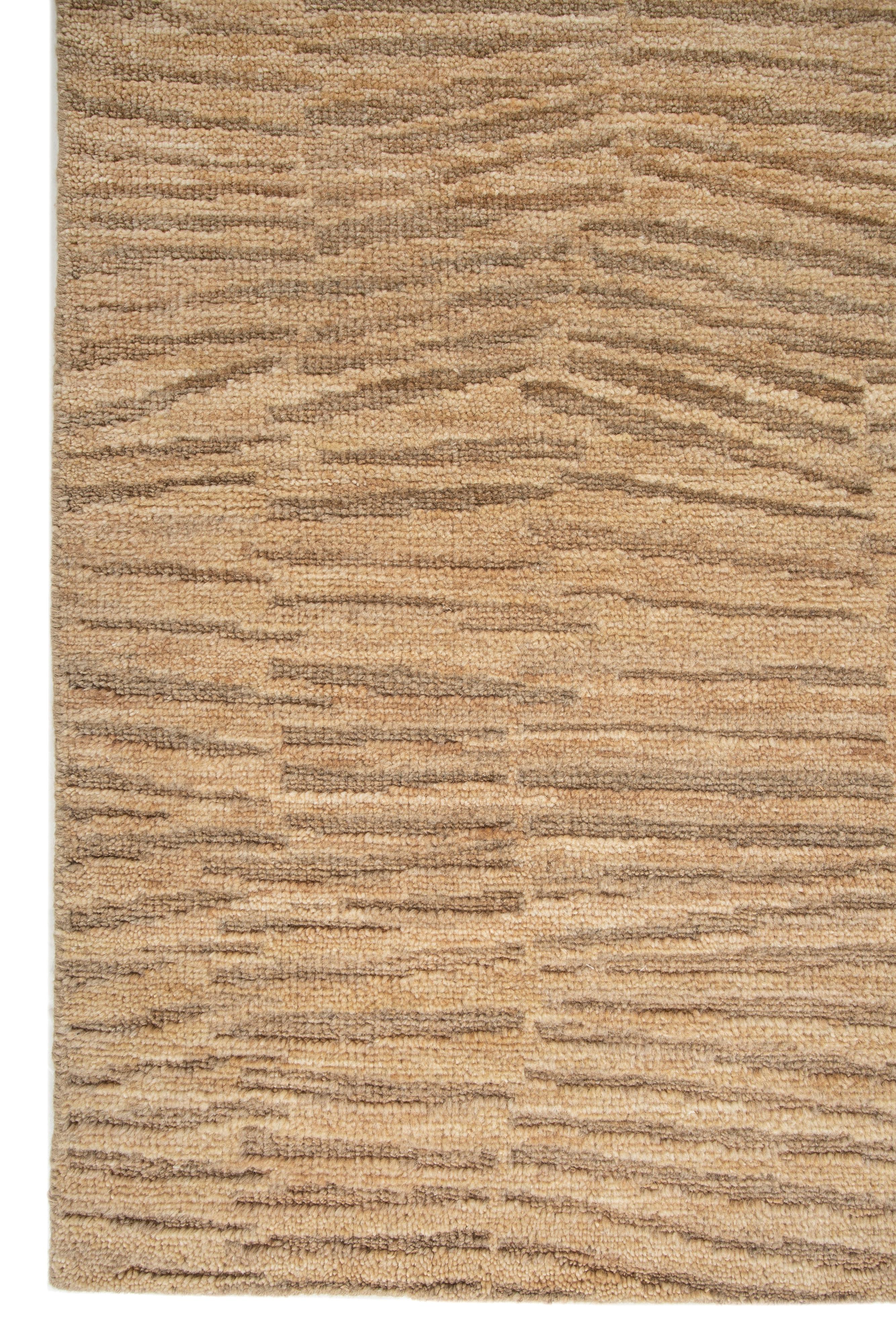 Hand-Knotted Jaipur Rugs 8x10 Feet Hand knotted Carpet Wool Modern Beige And Brown Rug For Sale