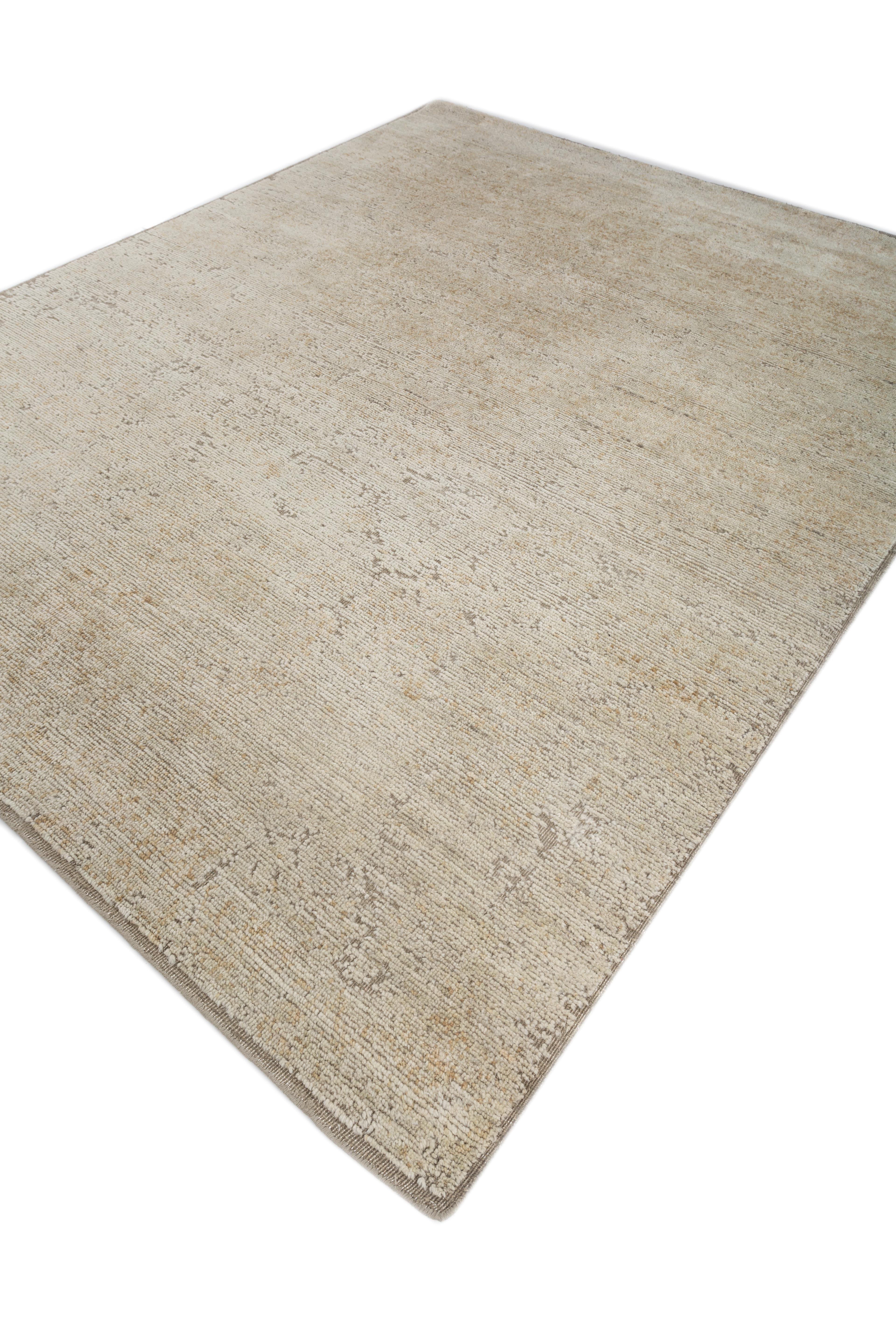 Indiano Jaipur Rugs 8x10 Piedi Tappeto annodato a mano in lana moderno beige e marrone in vendita