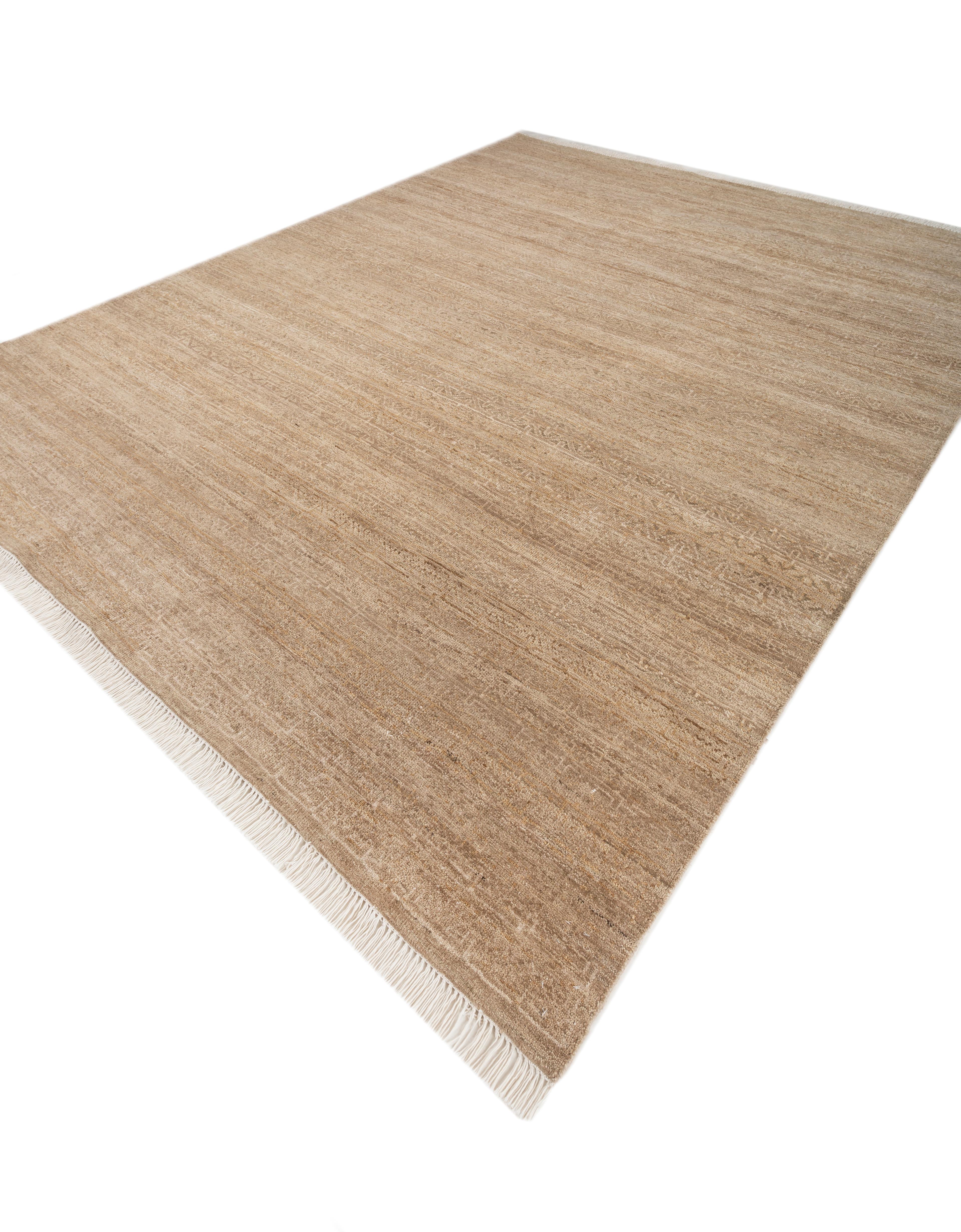 Indiano Jaipur Rugs 8x10 Piedi Tappeto annodato a mano in lana moderno beige e marrone in vendita