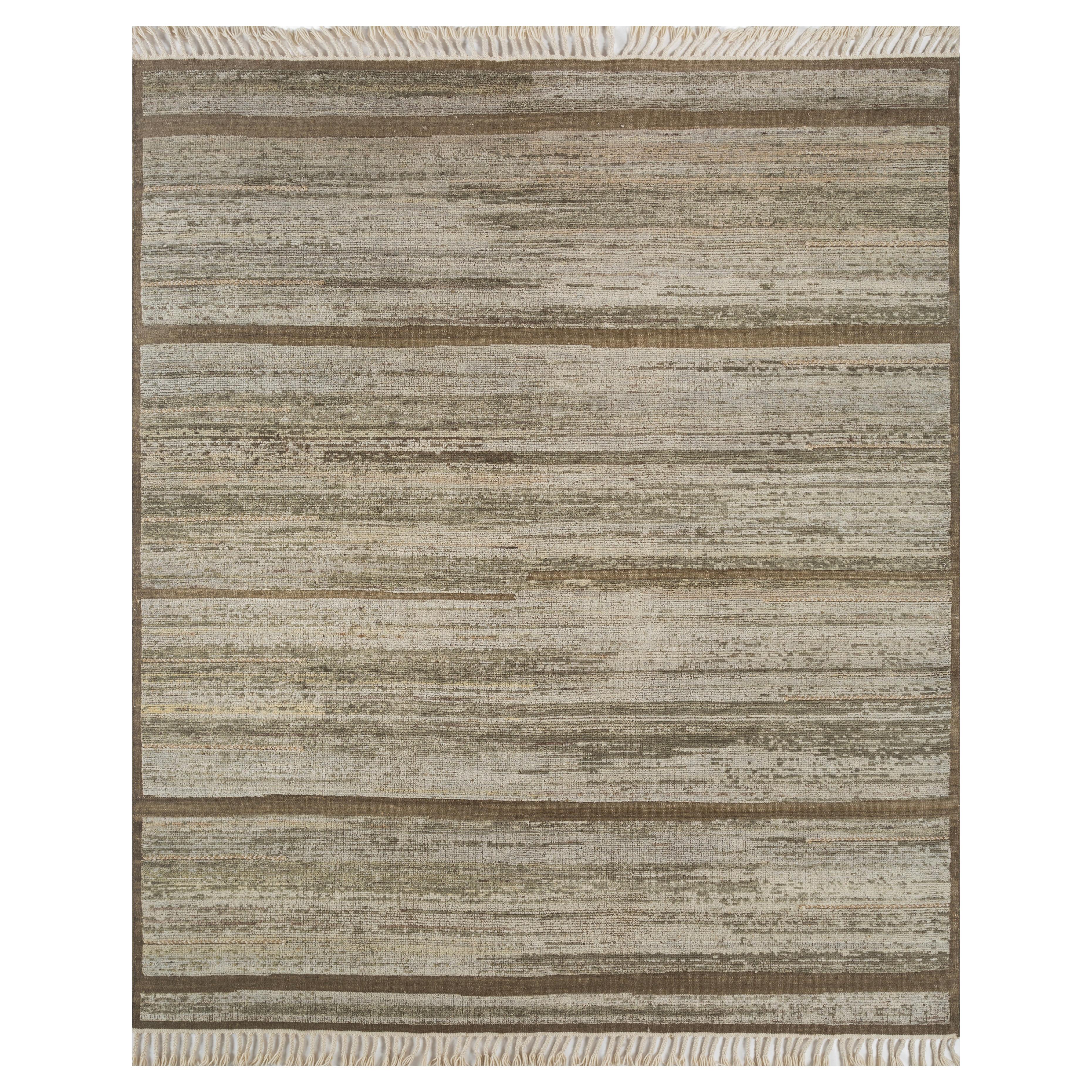 Jaipur Rugs Tapis 8x10 pieds noués à la main Tapis moderne en laine beige et marron