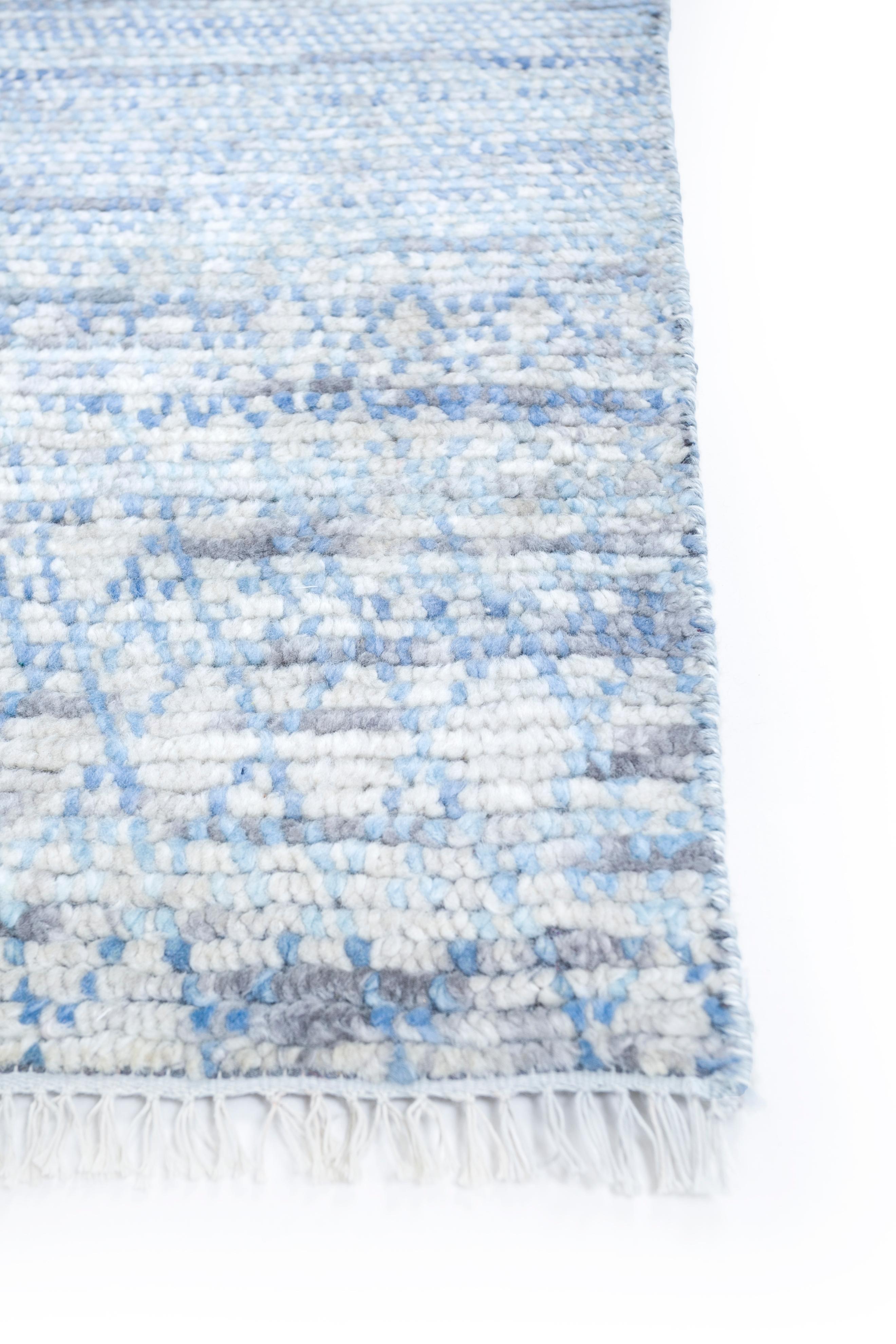 Jaipur Rugs 8x10 Feet Hand geknüpft Teppich Wolle Modern Blau Teppich (Moderne) im Angebot