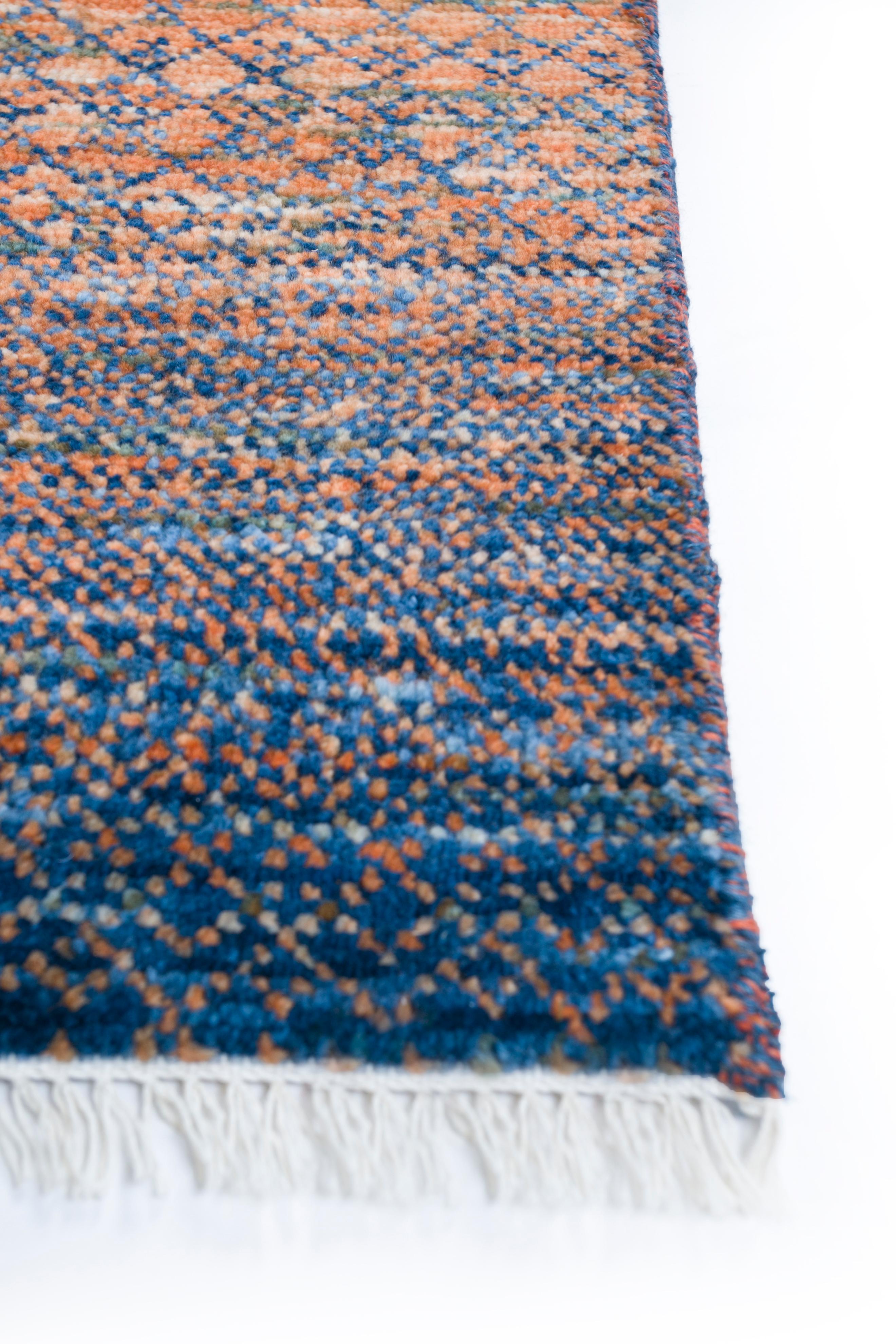 Jaipur Rugs 8x10 Pies Alfombra Anudada a Mano Lana Moderna Alfombra Azul Moderno en venta