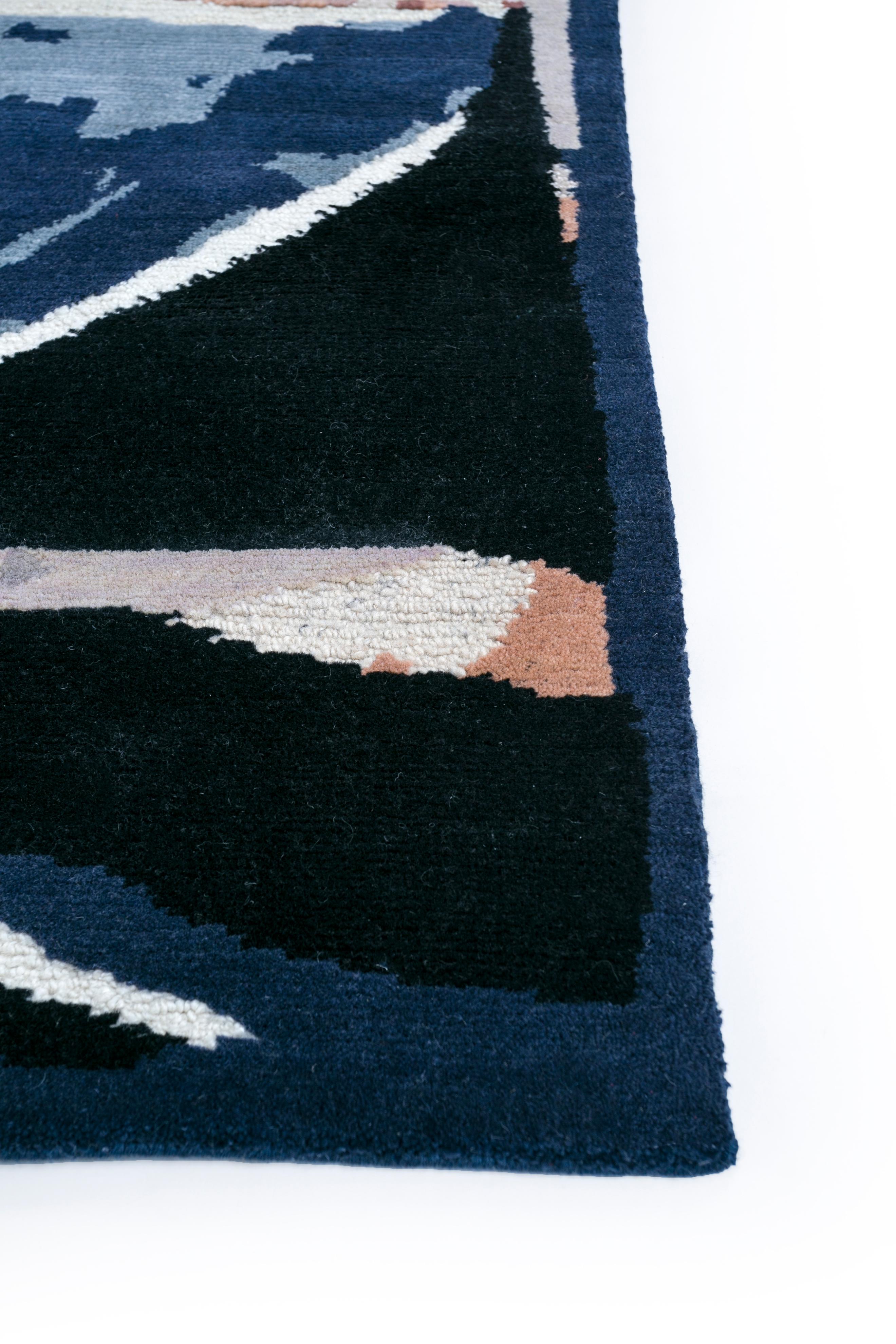 Moderne Jaipur Rugs Tapis 8x10 pieds noués à la main Tapis en laine moderne bleu en vente
