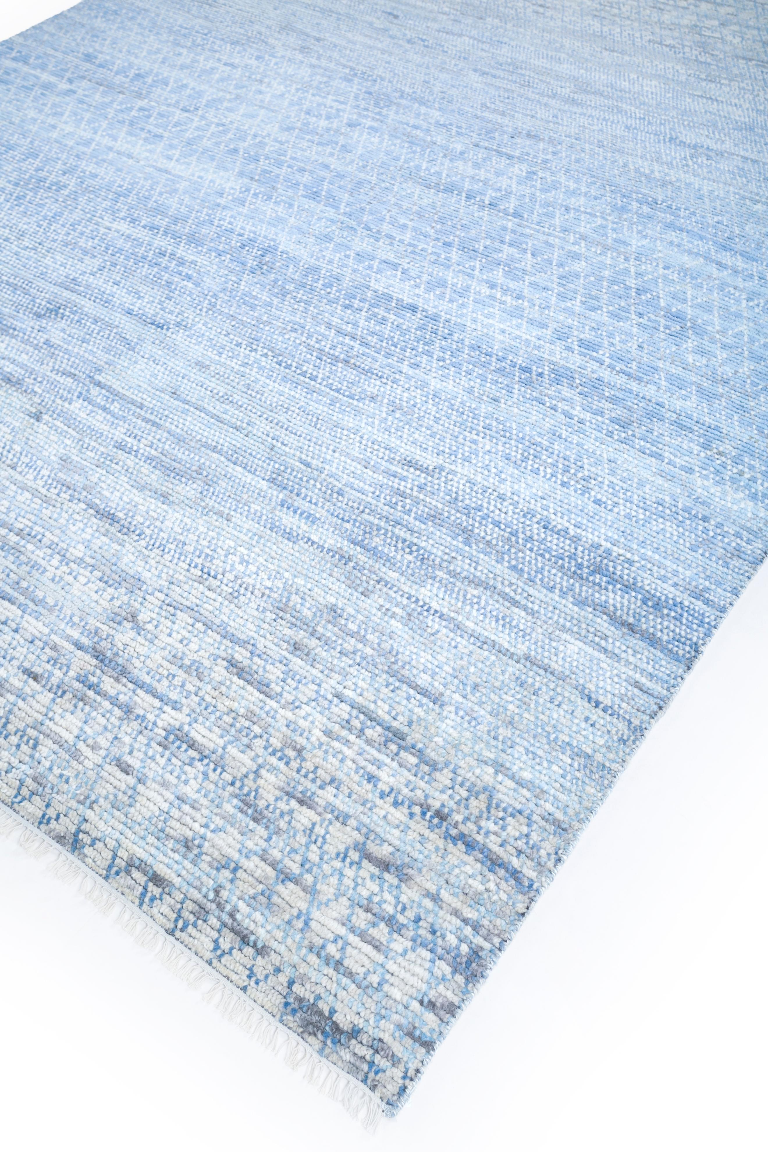 Jaipur Rugs 8x10 Feet Hand geknüpft Teppich Wolle Modern Blau Teppich (Indisch) im Angebot