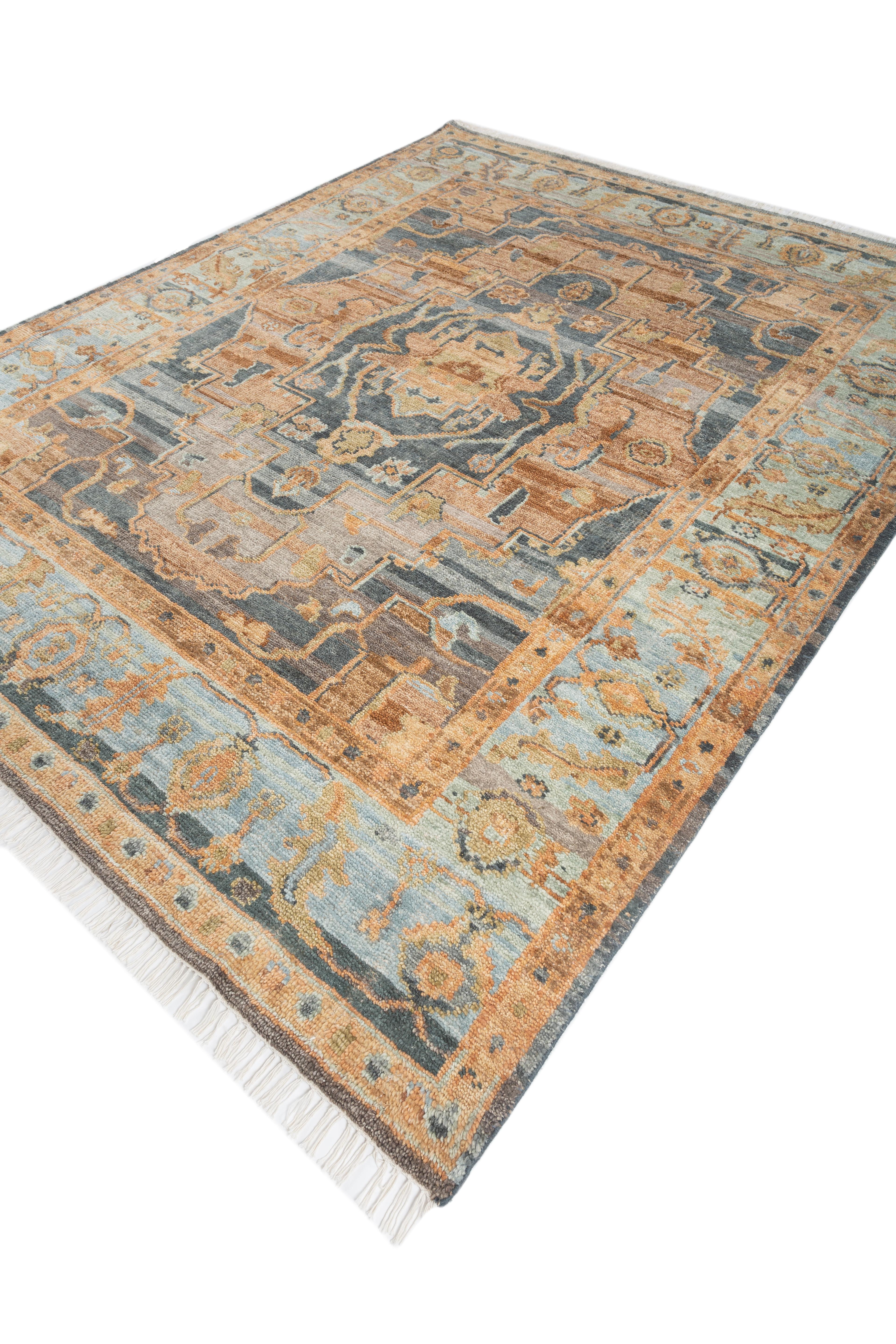 Jaipur Rugs 8x10 Pies Alfombra Anudada a Mano Lana Moderna Alfombra Azul Indio en venta