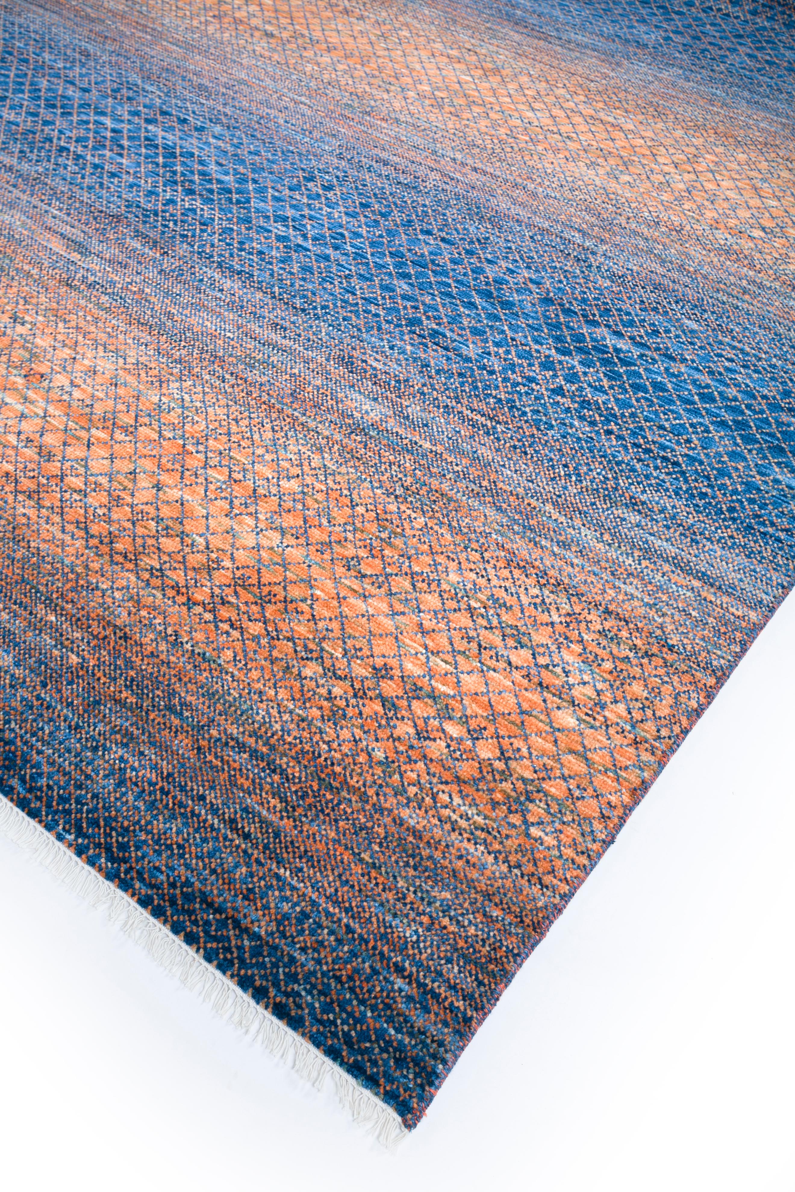 Jaipur Rugs 8x10 Pies Alfombra Anudada a Mano Lana Moderna Alfombra Azul Indio en venta