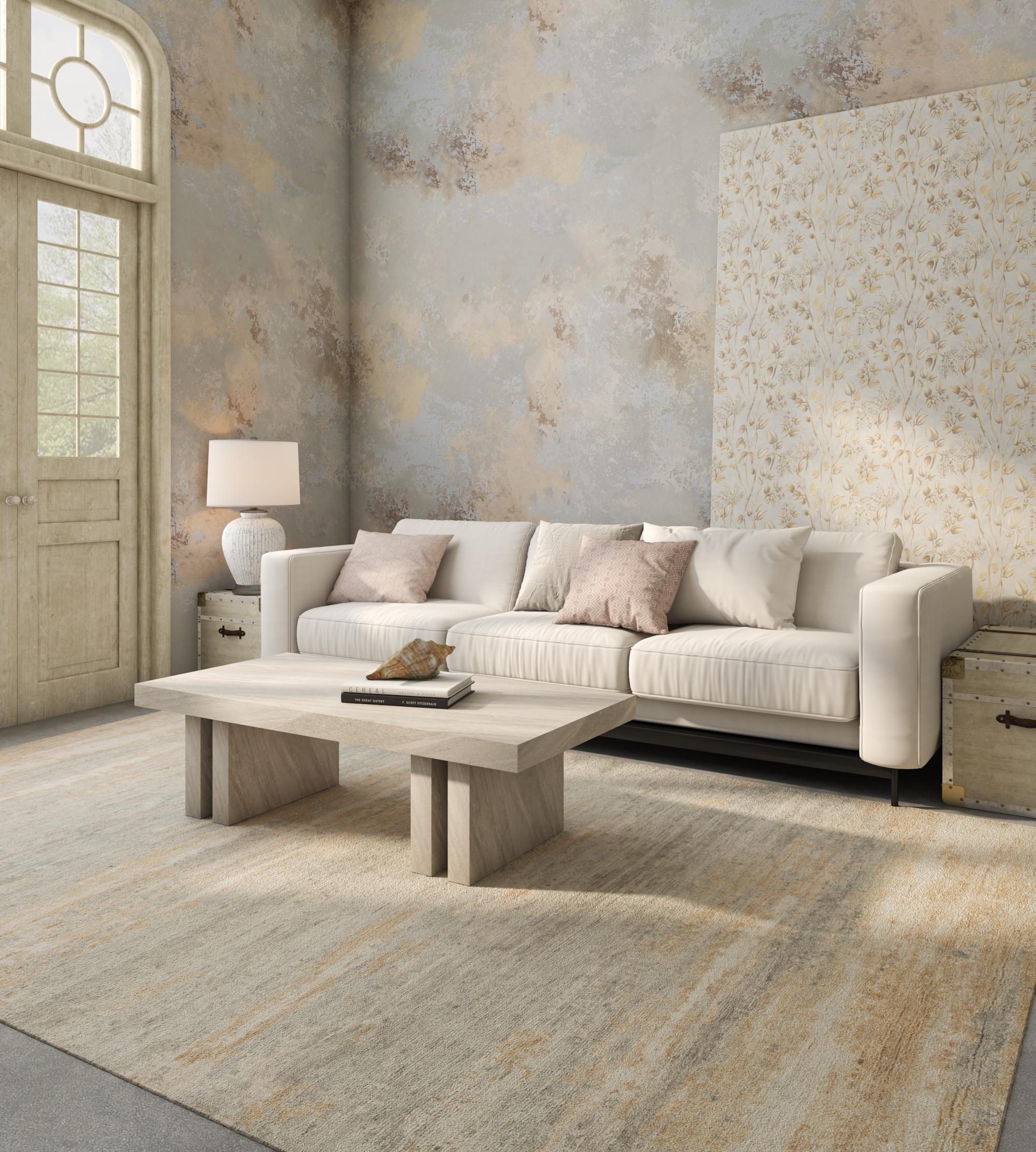 Jaipur Rugs Le déclin progressif des civilisations vers le désordre : les motifs de cette collection semblent créer ce sentiment de désordre et pourtant il y a un sentiment presque hypnotique de calme et de paix dans chacun d'entre eux. C'est de