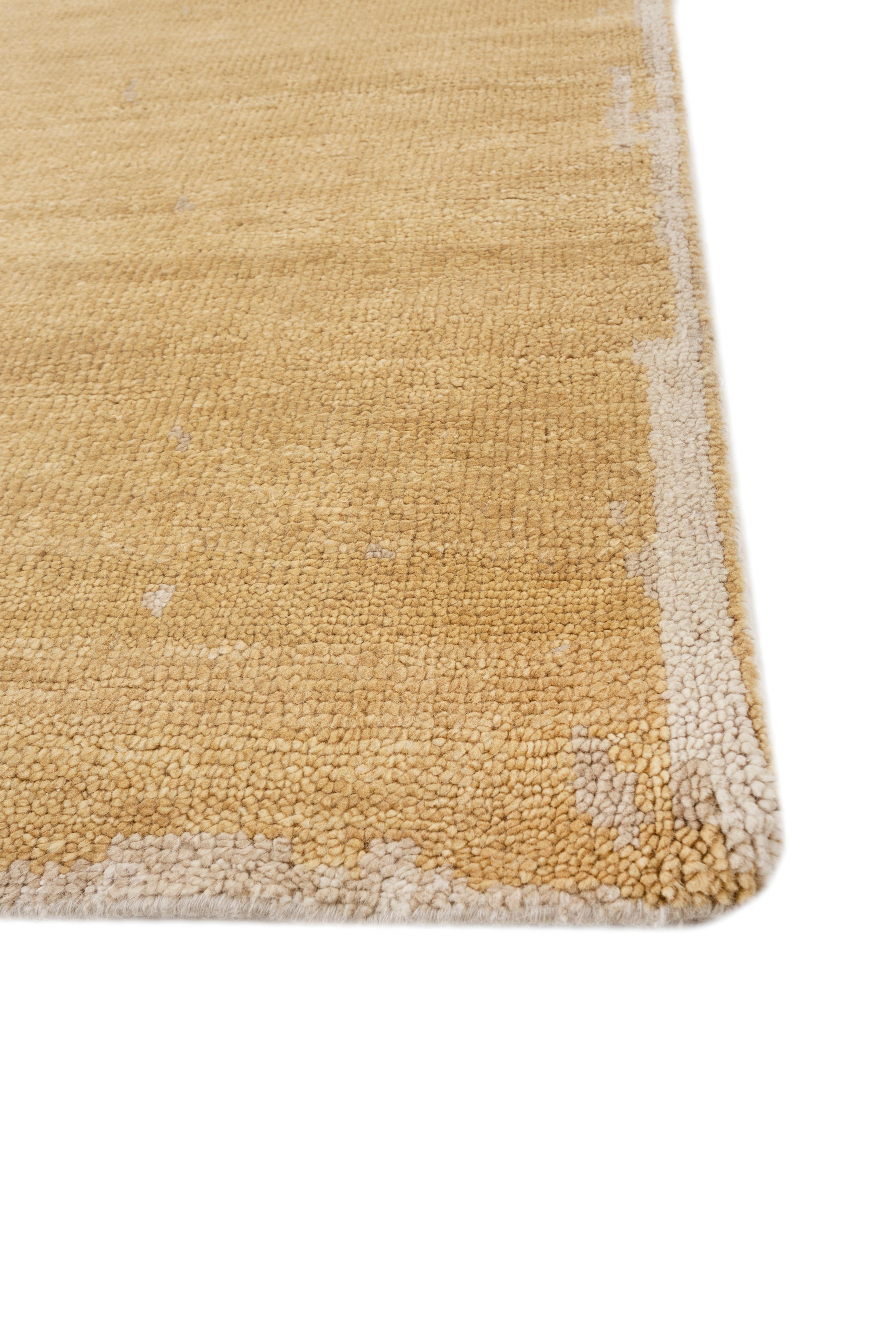 Jaipur Rugs 8x10 Feet Hand geknüpft Teppich Wolle Modern Gold Rug (Moderne) im Angebot