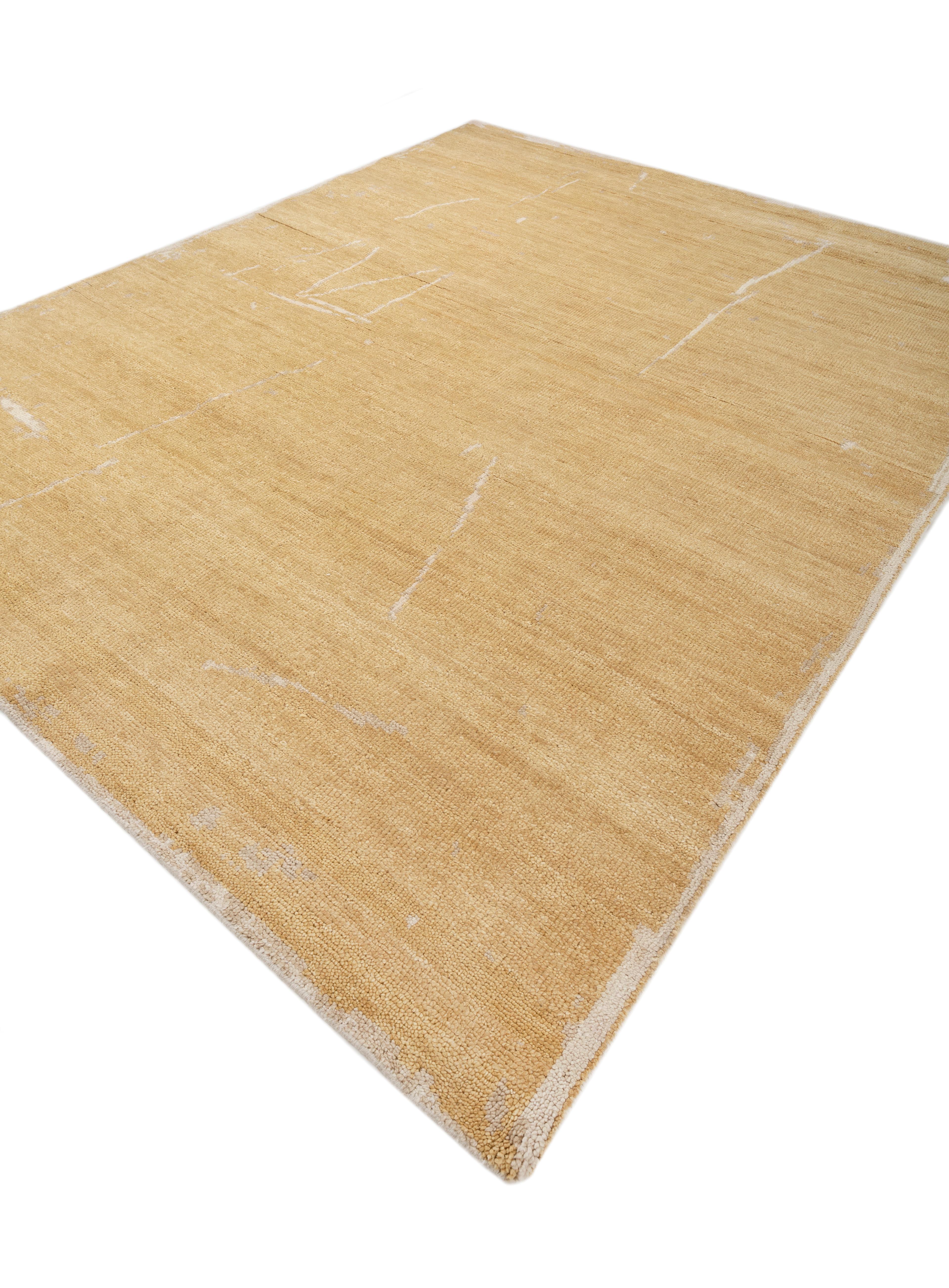 Jaipur Rugs 8x10 Feet Hand geknüpft Teppich Wolle Modern Gold Rug (Indisch) im Angebot