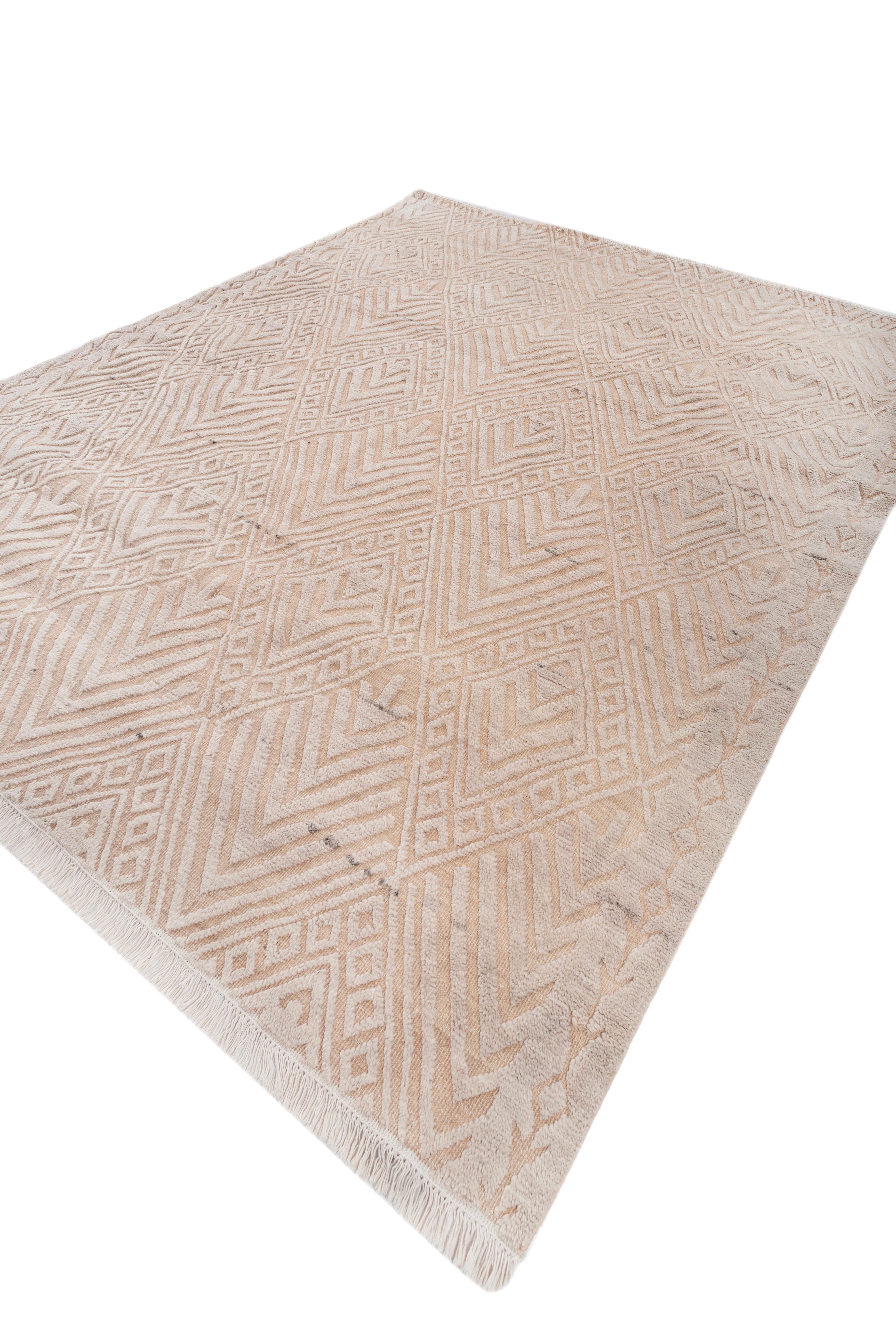Indiano Tappeto Jaipur Rugs 8x10 Piedi annodato a mano Tappeto in lana moderno oro in vendita