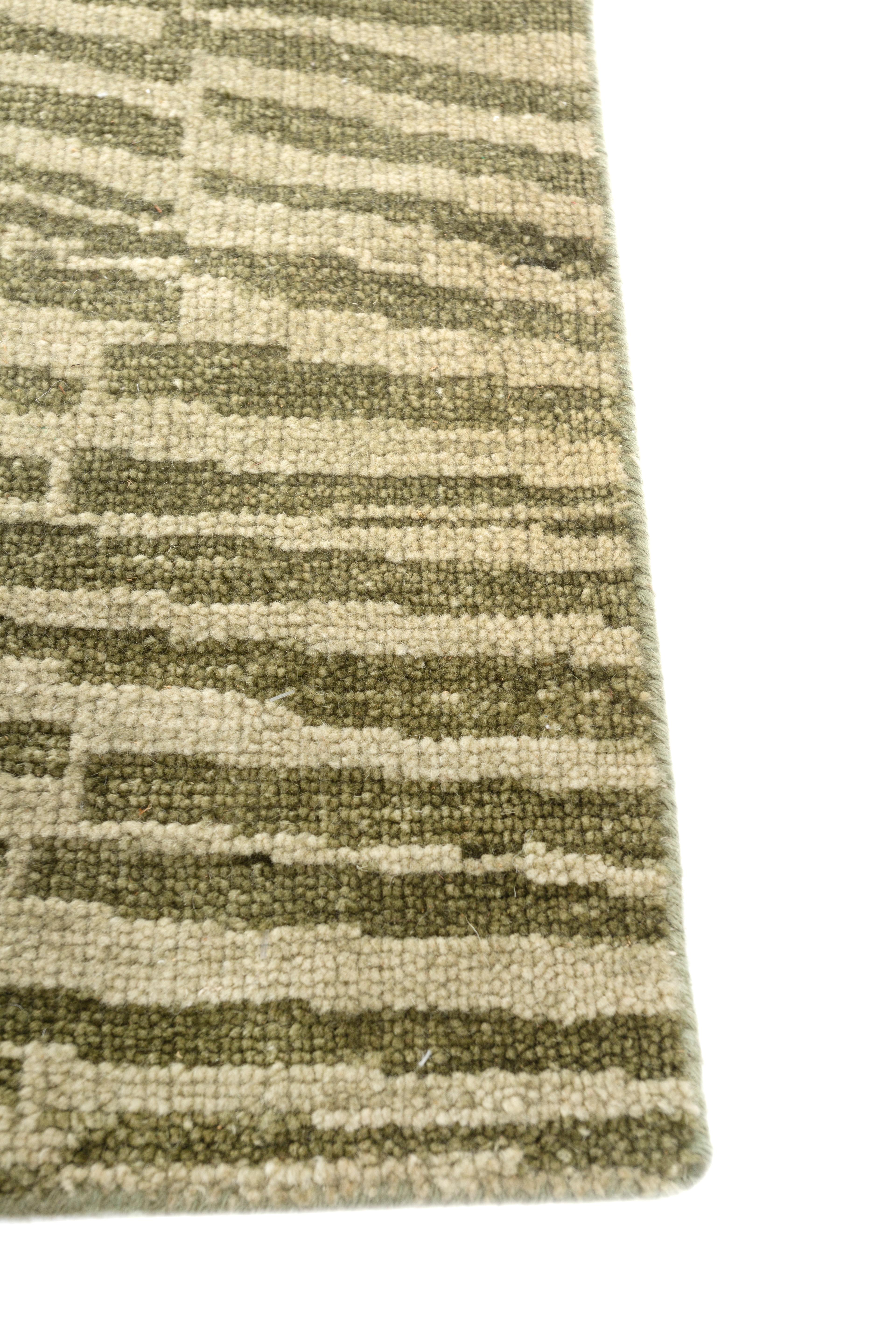 Moderne Jaipur Rugs 8x10 Feet Tapis en laine noué à la main Tapis moderne vert en vente