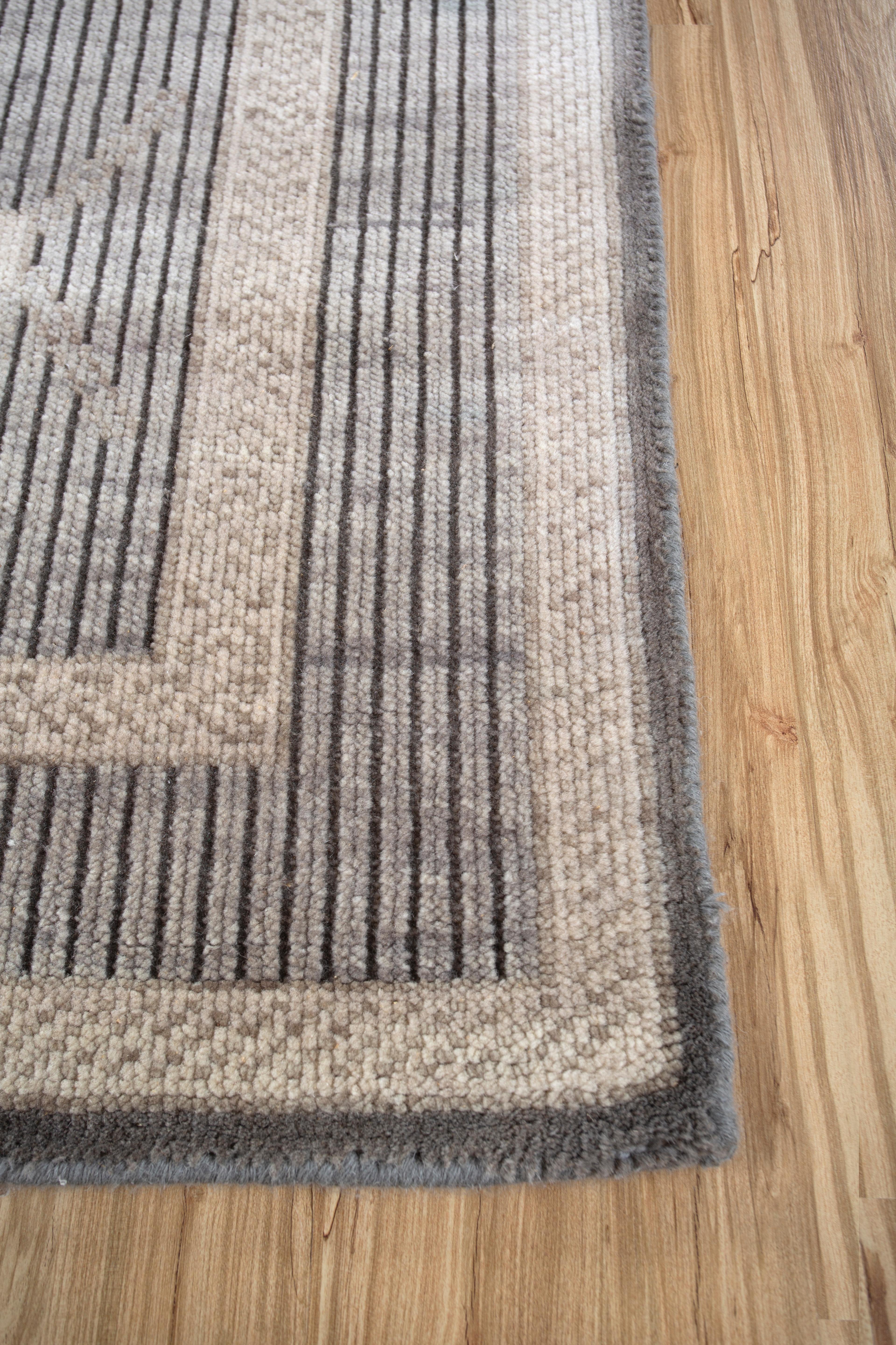 Indian Jaipur Rugs 8x10 Feet Hand knotted Carpet Wool Modern Grey And Black Rug For Sale