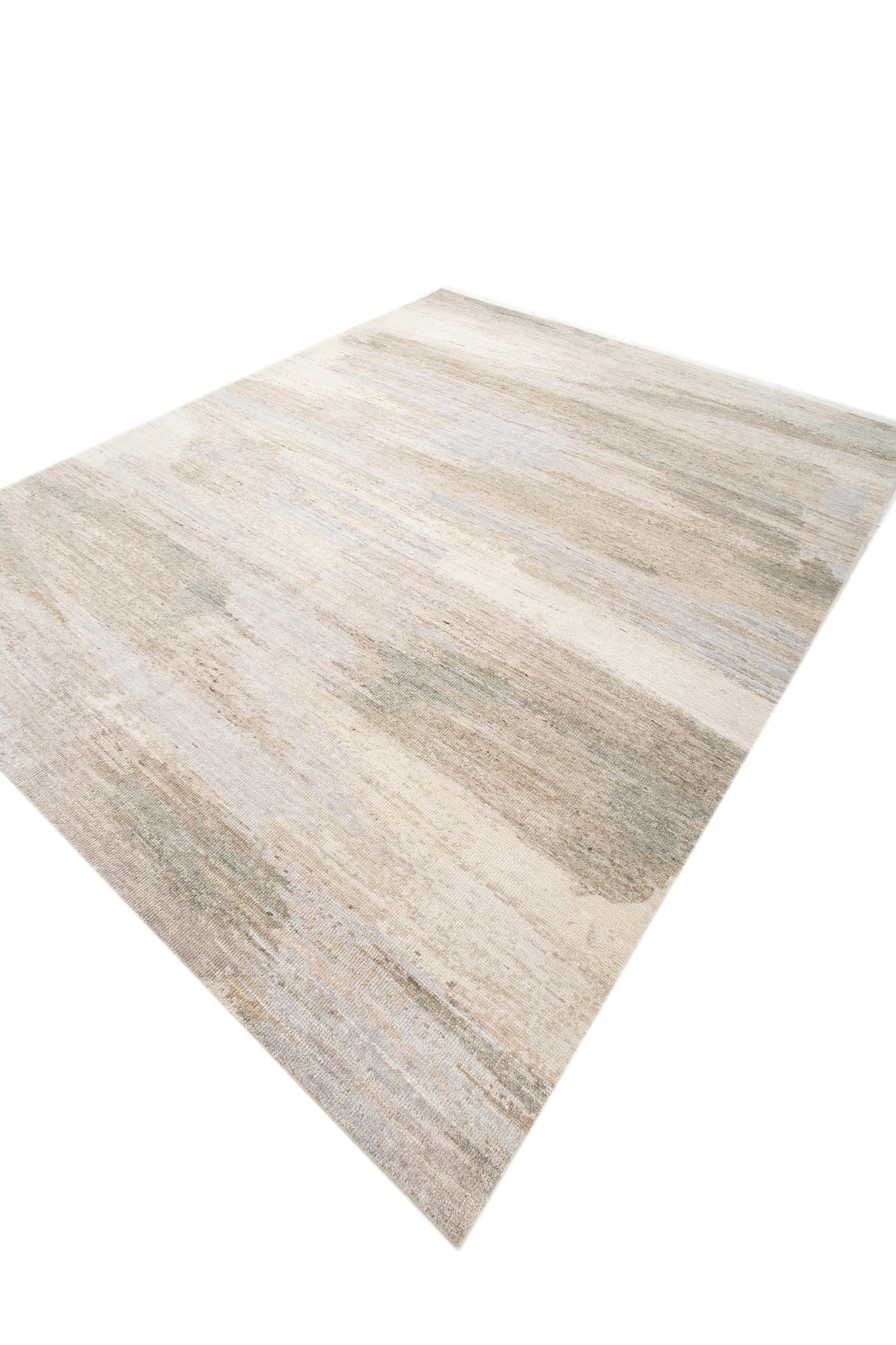 Indien Jaipur Rugs 8X10 pieds Tapis noué à la main en laine moderne gris et noir en vente