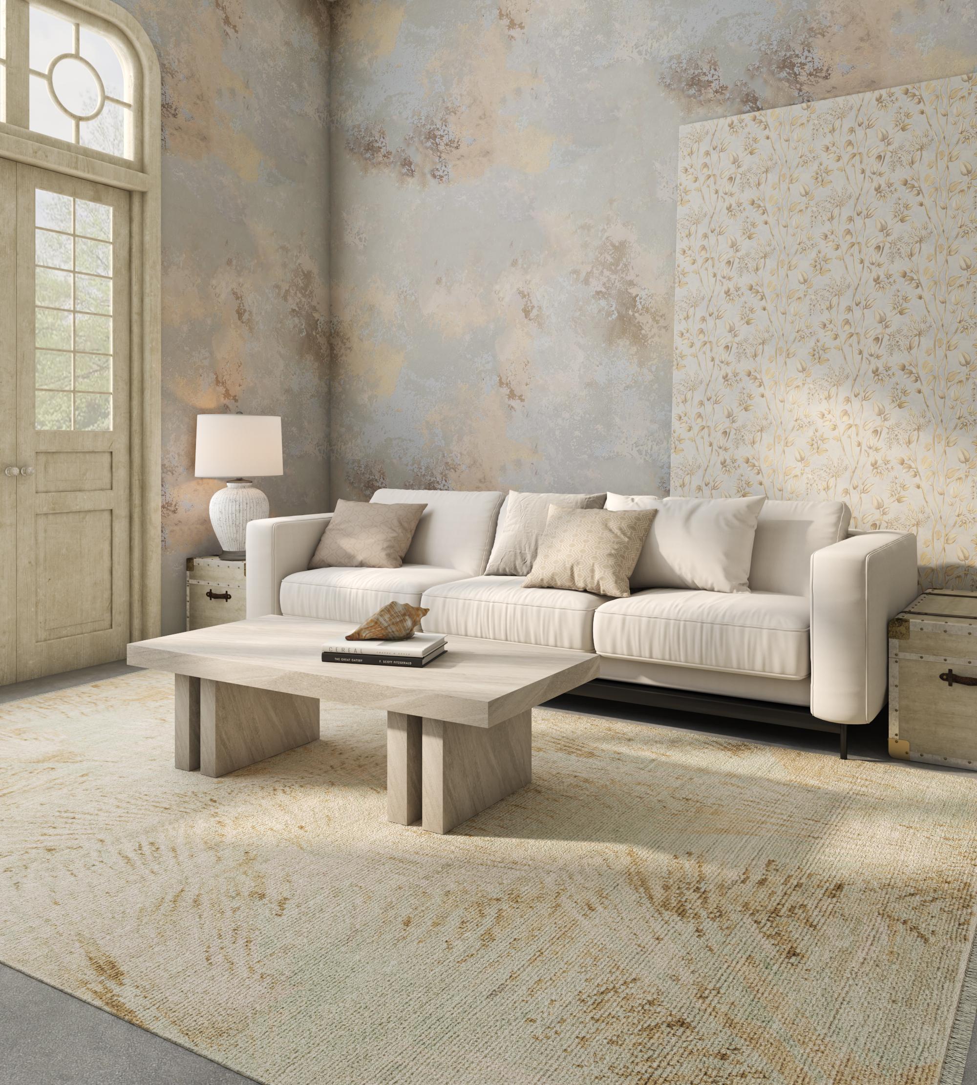 Tappeti Jaipur Il graduale declino delle civiltà fino al disordine: i motivi di questa collezione sembrano creare quel senso di disordine, ma c'è un senso quasi ipnotico di calma e pace in ognuno di essi. È a questa giustapposizione che la