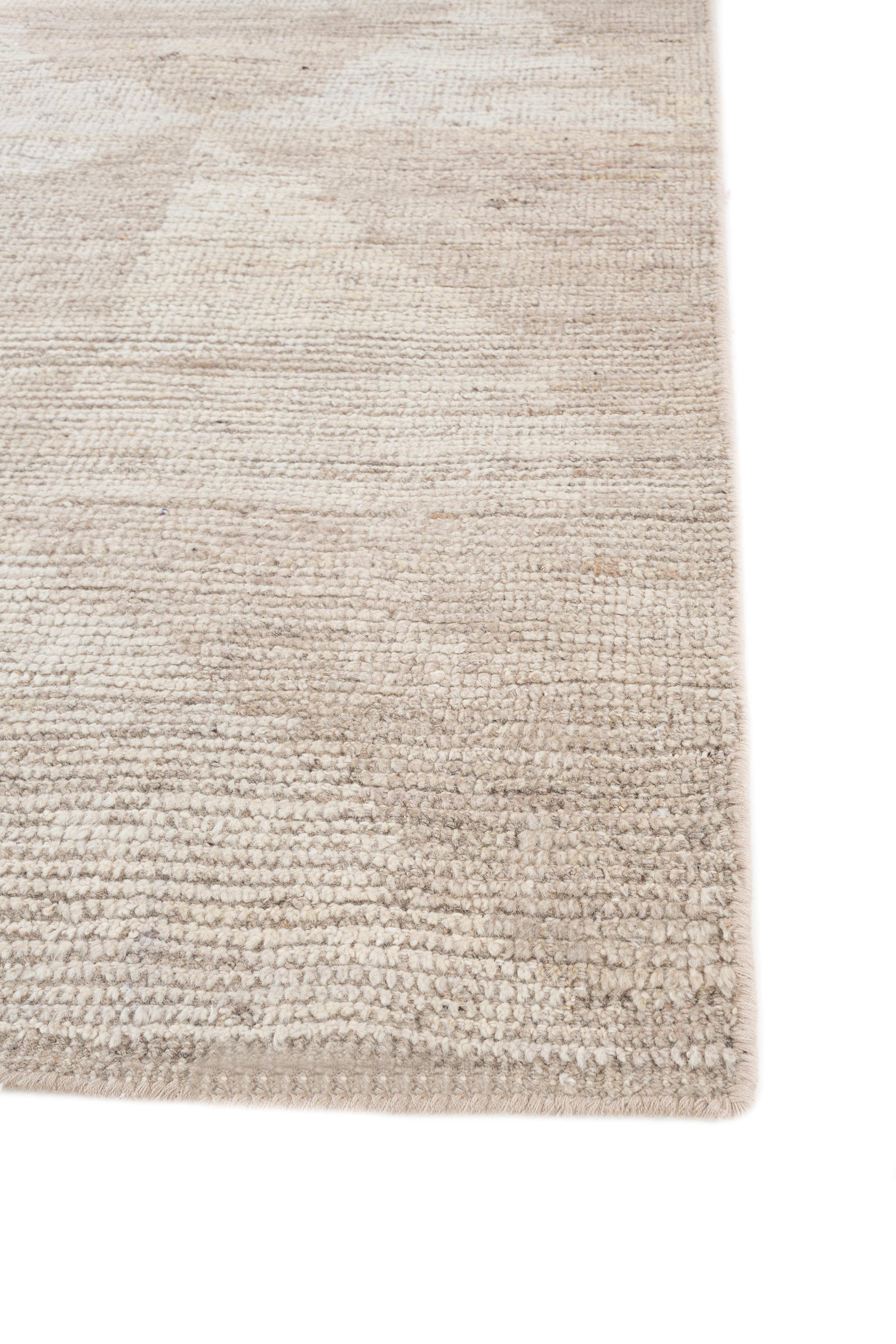 Indien Jaipur Rugs 8x10 Feet Tapis noué à la main Laine Moderne Tapis Ivoire en vente