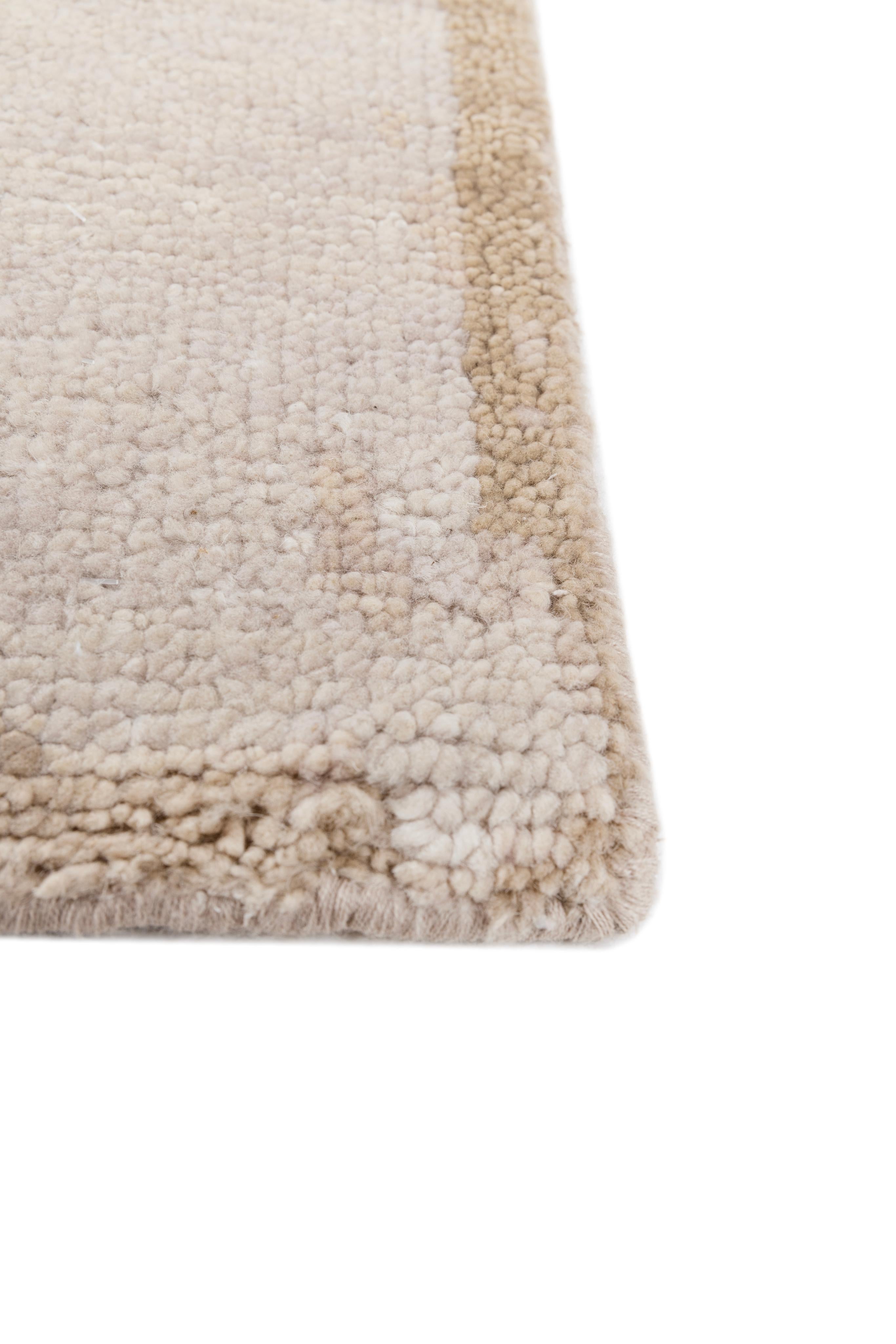 Indien Jaipur Rugs 8x10 Feet Tapis noué à la main Laine Moderne Tapis Ivoire en vente