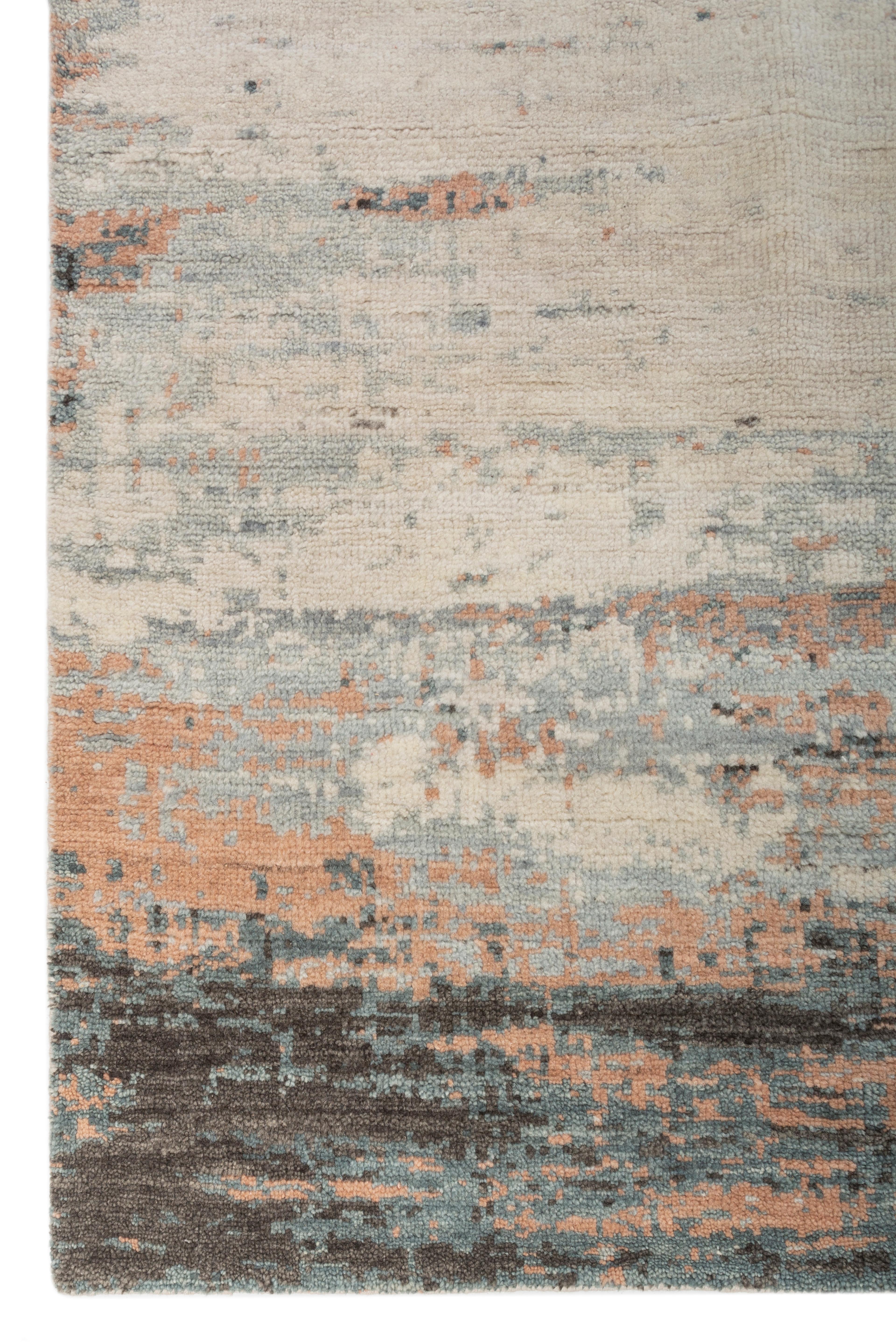 Jaipur Rugs 8X10 Feet Hand geknüpft Teppich Wolle Moderne Elfenbein Teppiche (Indisch) im Angebot