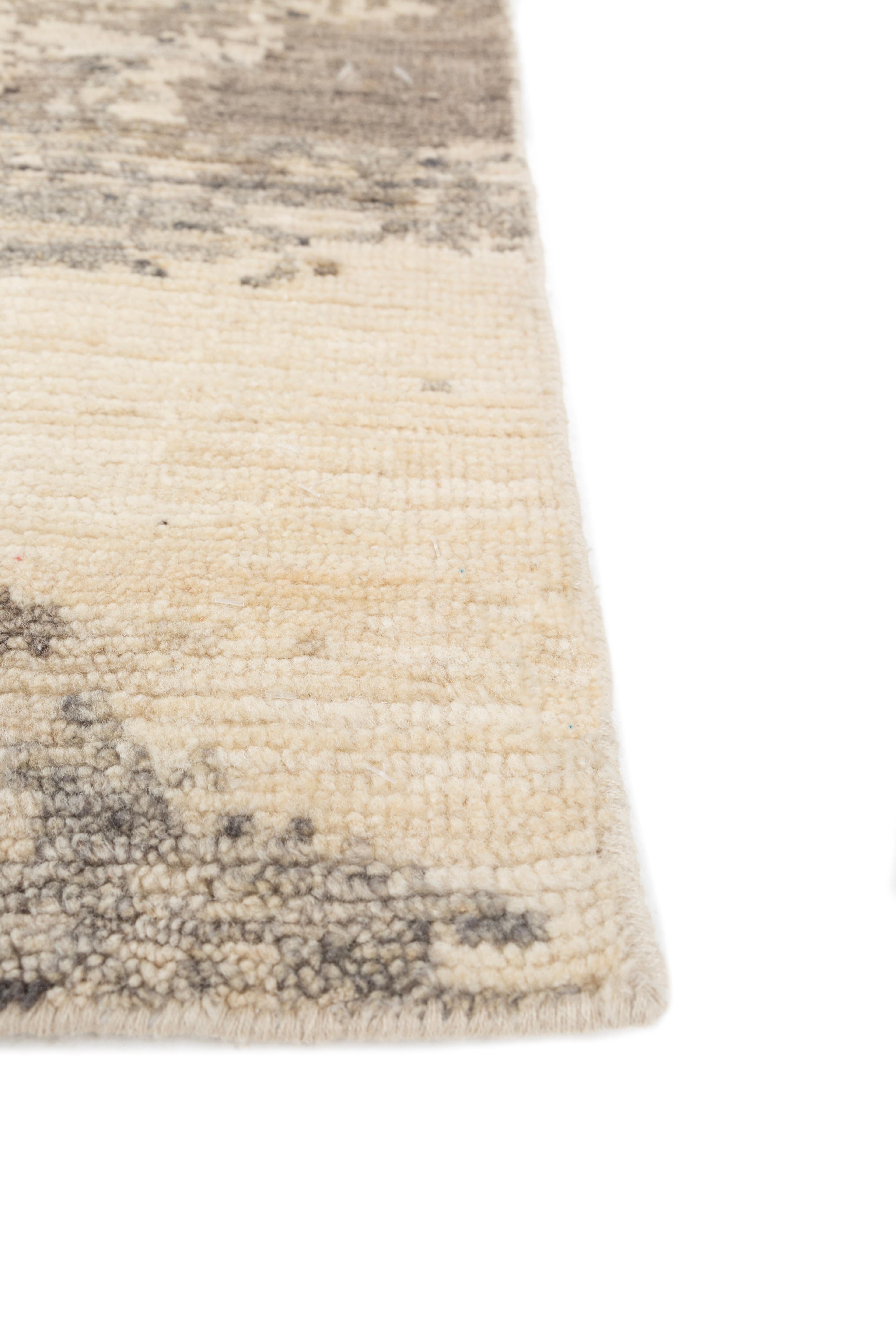 Indien Jaipur Rugs 8x10 Feet Tapis noué à la main Laine Moderne Tapis Ivoire en vente