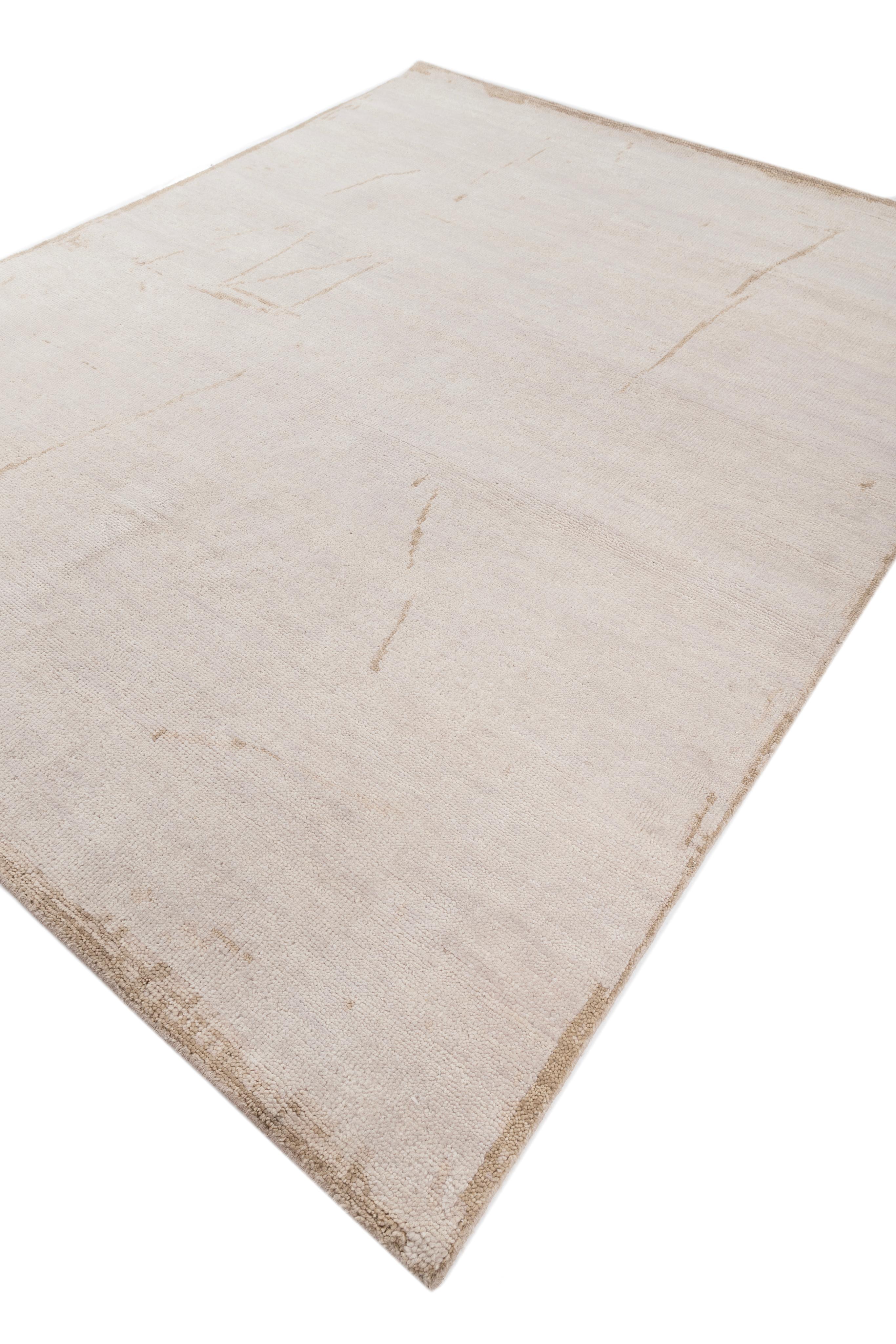 Noué à la main Jaipur Rugs 8x10 Feet Tapis noué à la main Laine Moderne Tapis Ivoire en vente