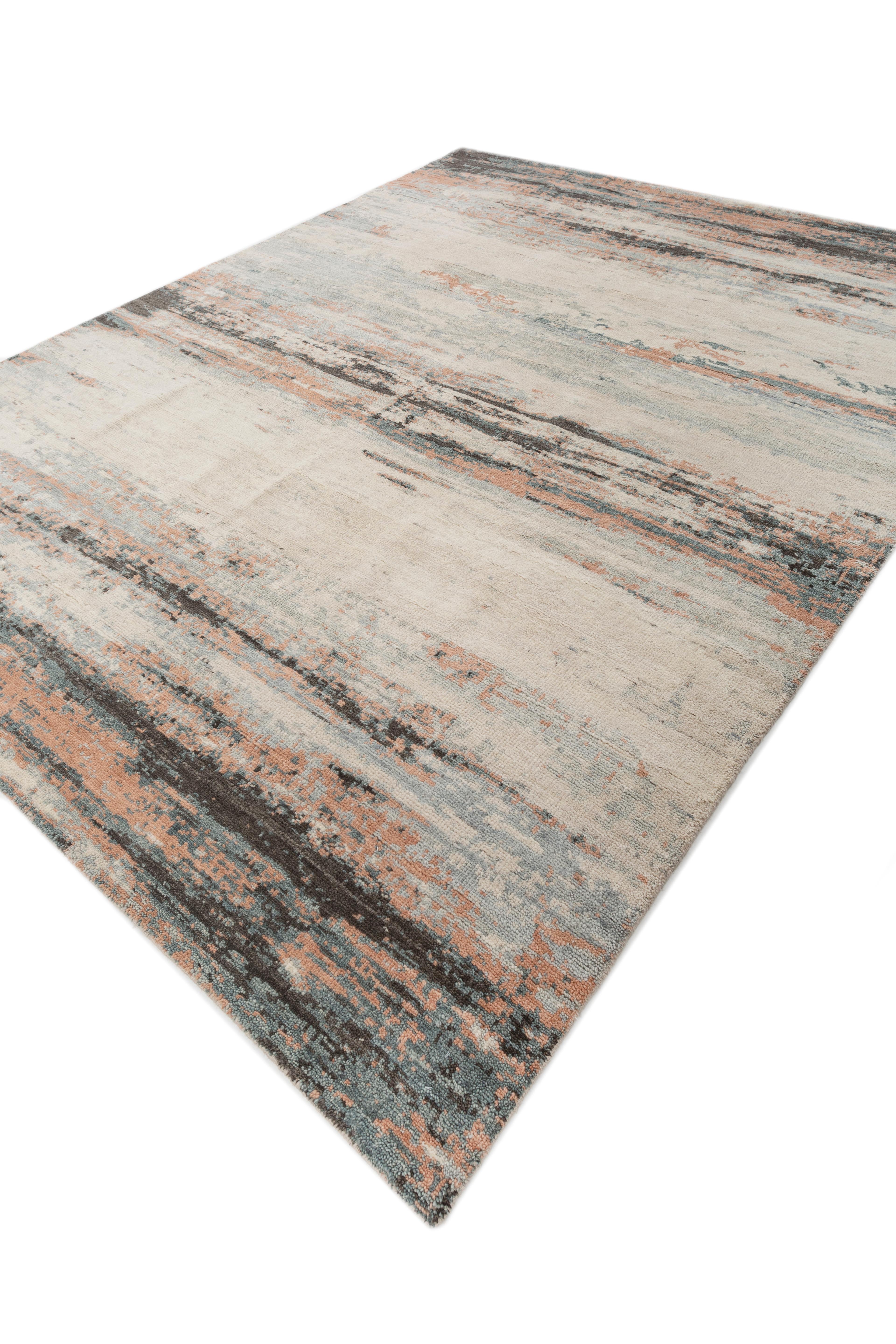 Jaipur Rugs 8X10 Feet Hand geknüpft Teppich Wolle Moderne Elfenbein Teppiche (Handgeknüpft) im Angebot