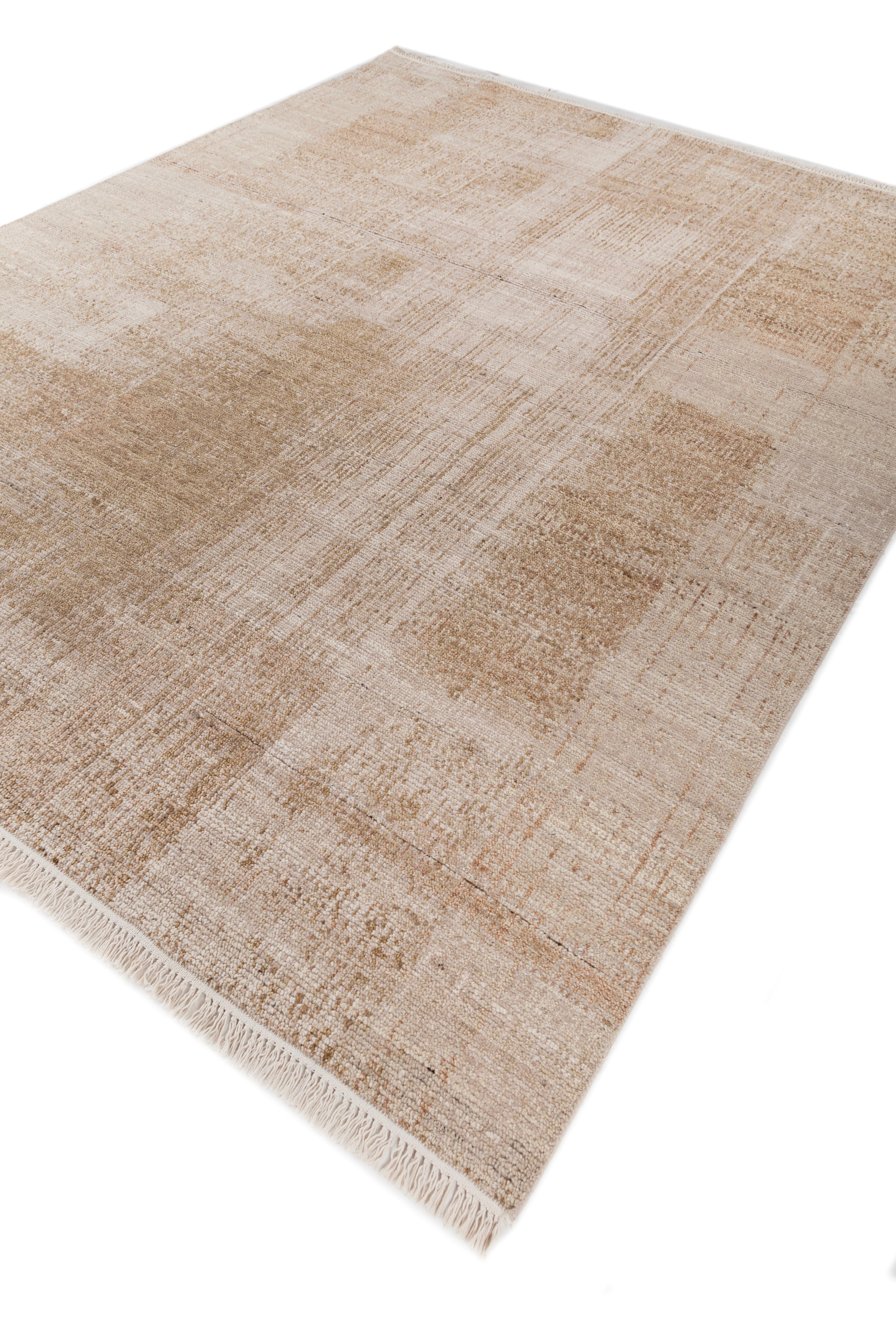 Jaipur Rugs 8x10 Feet Hand geknüpft Teppich Wolle Modern Elfenbein Teppiche (Indisch) im Angebot