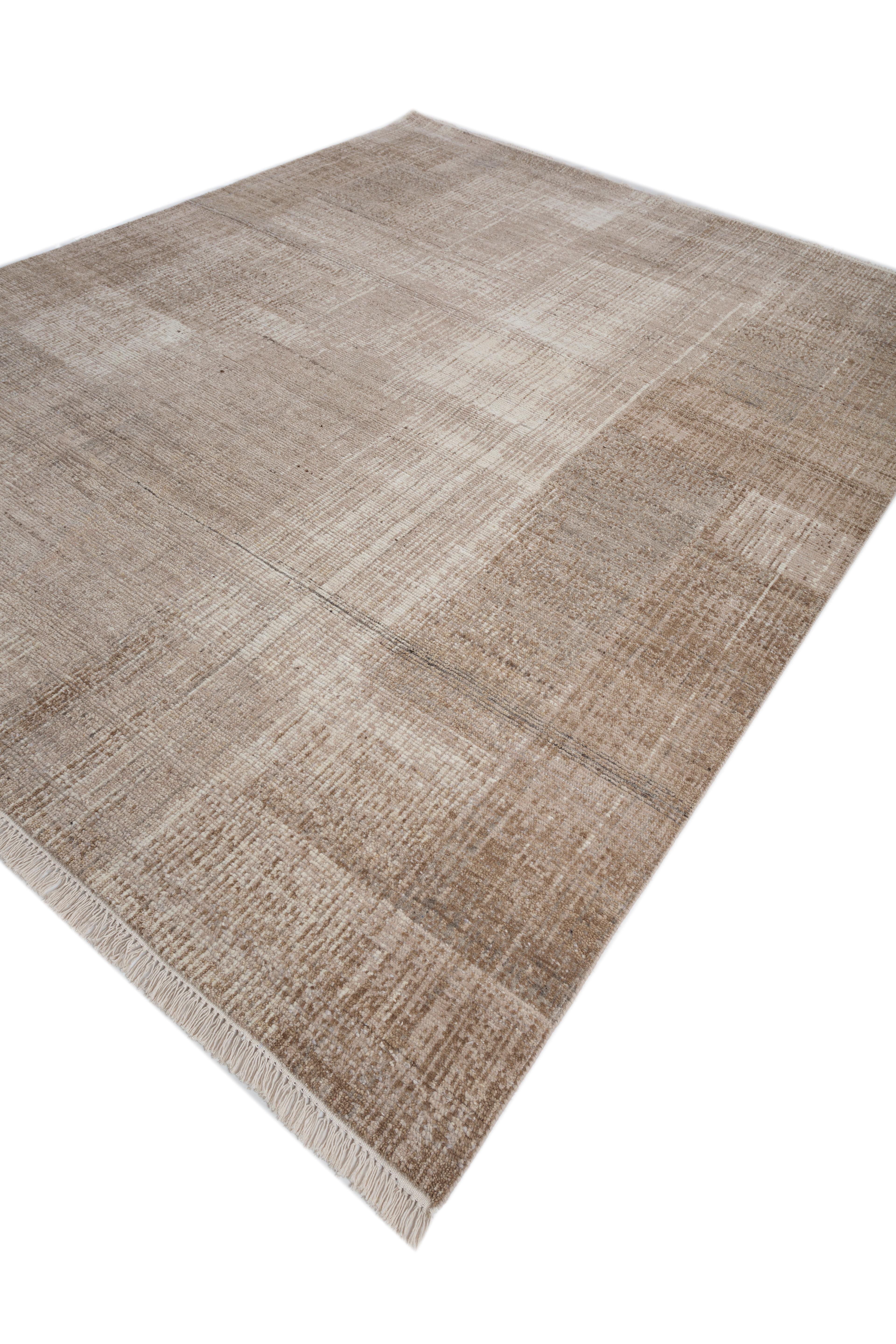 Jaipur Rugs 8x10 Feet Hand geknüpft Teppich Wolle Modern Elfenbein Teppiche (Indisch) im Angebot