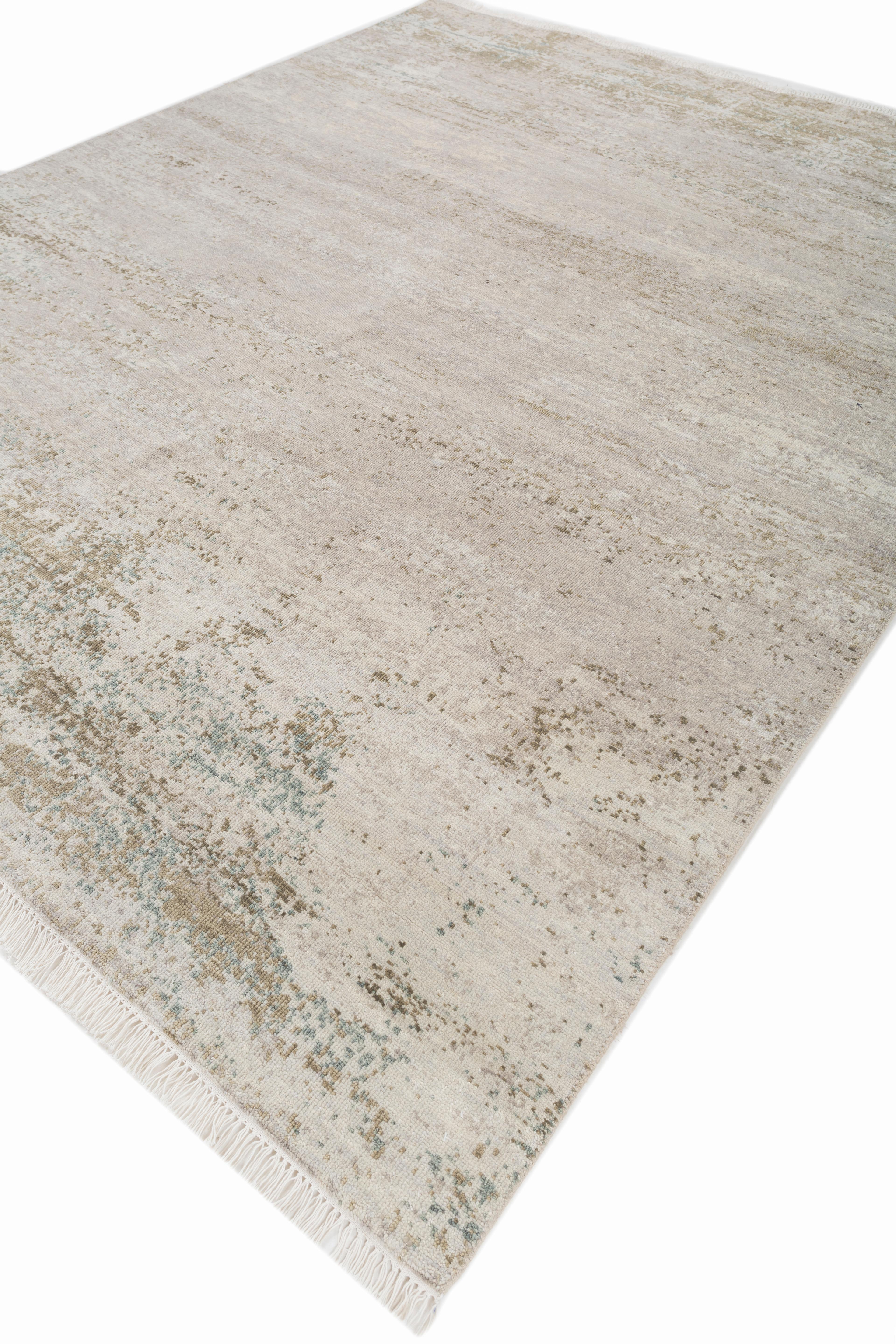 Indiano Jaipur Rugs 8x10 Piedi Tappeto annodato a mano in lana moderno avorio in vendita