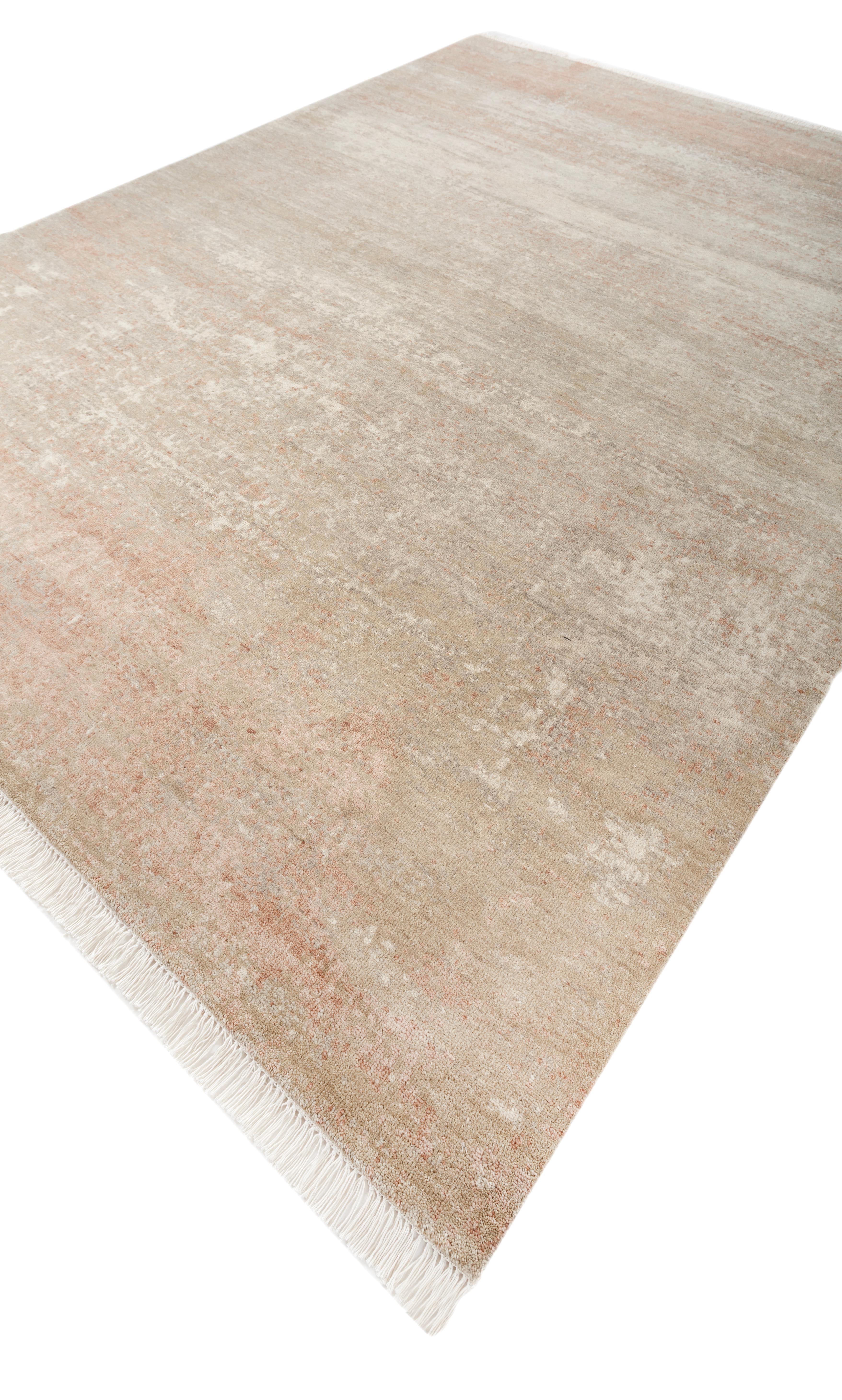 Jaipur Rugs 8x10 Feet Hand geknüpft Teppich Wolle Modern Elfenbein Teppiche (Indisch) im Angebot