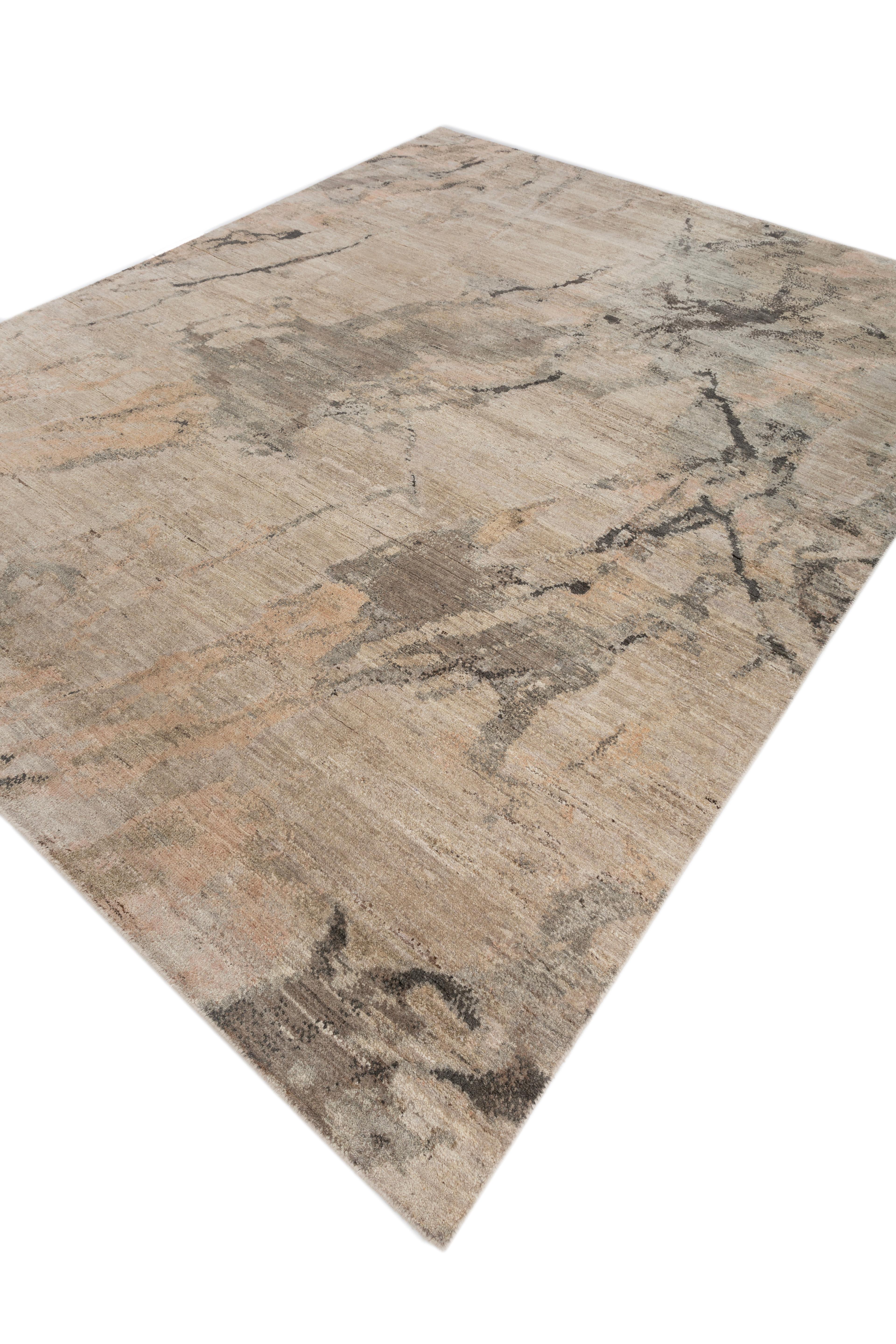 Jaipur Rugs 8x10 Pies Alfombra Anudada a Mano Lana Moderna Alfombra Marfil Indio en venta