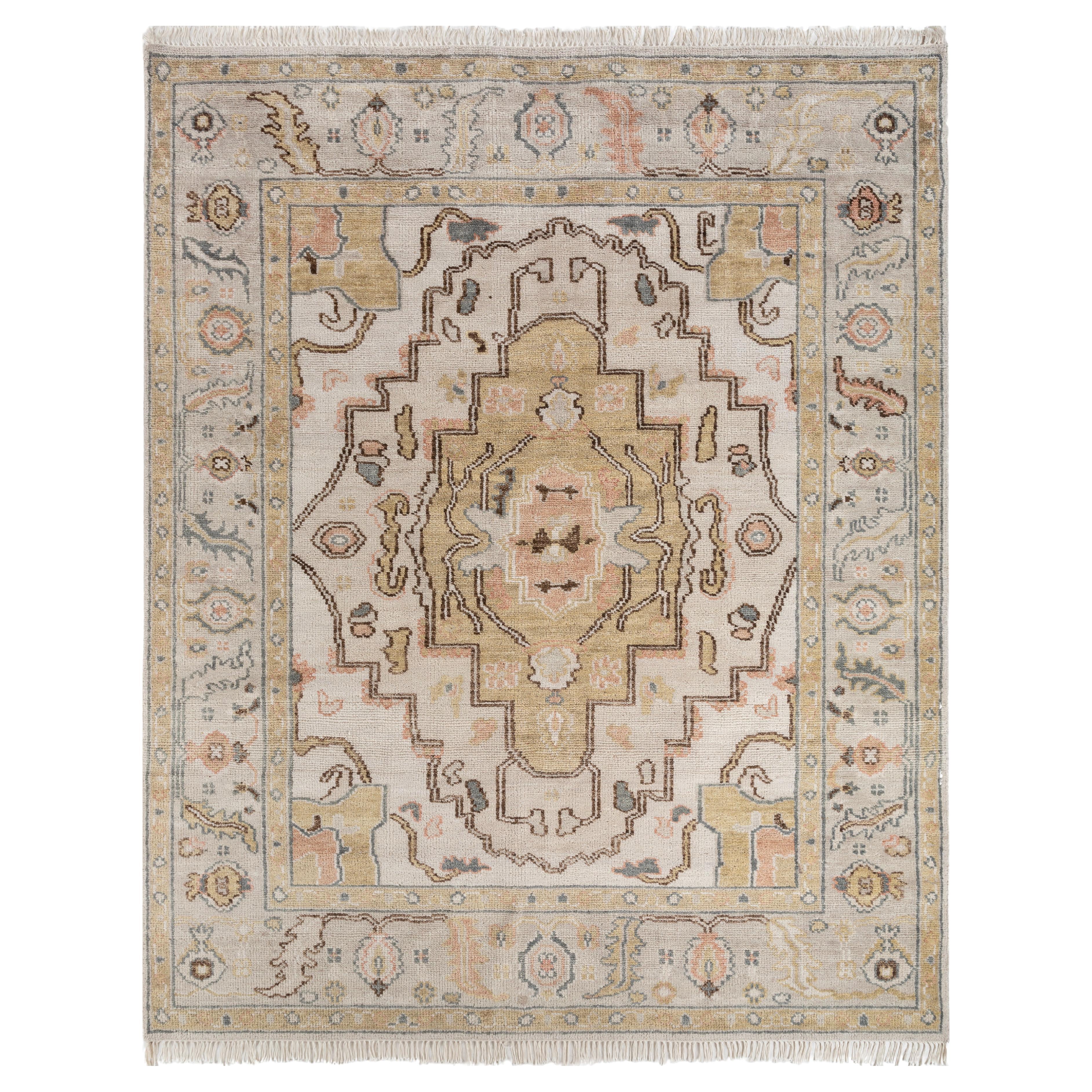 Jaipur Rugs 8x10 Feet Tapis noué à la main Laine Moderne Tapis Ivoire
