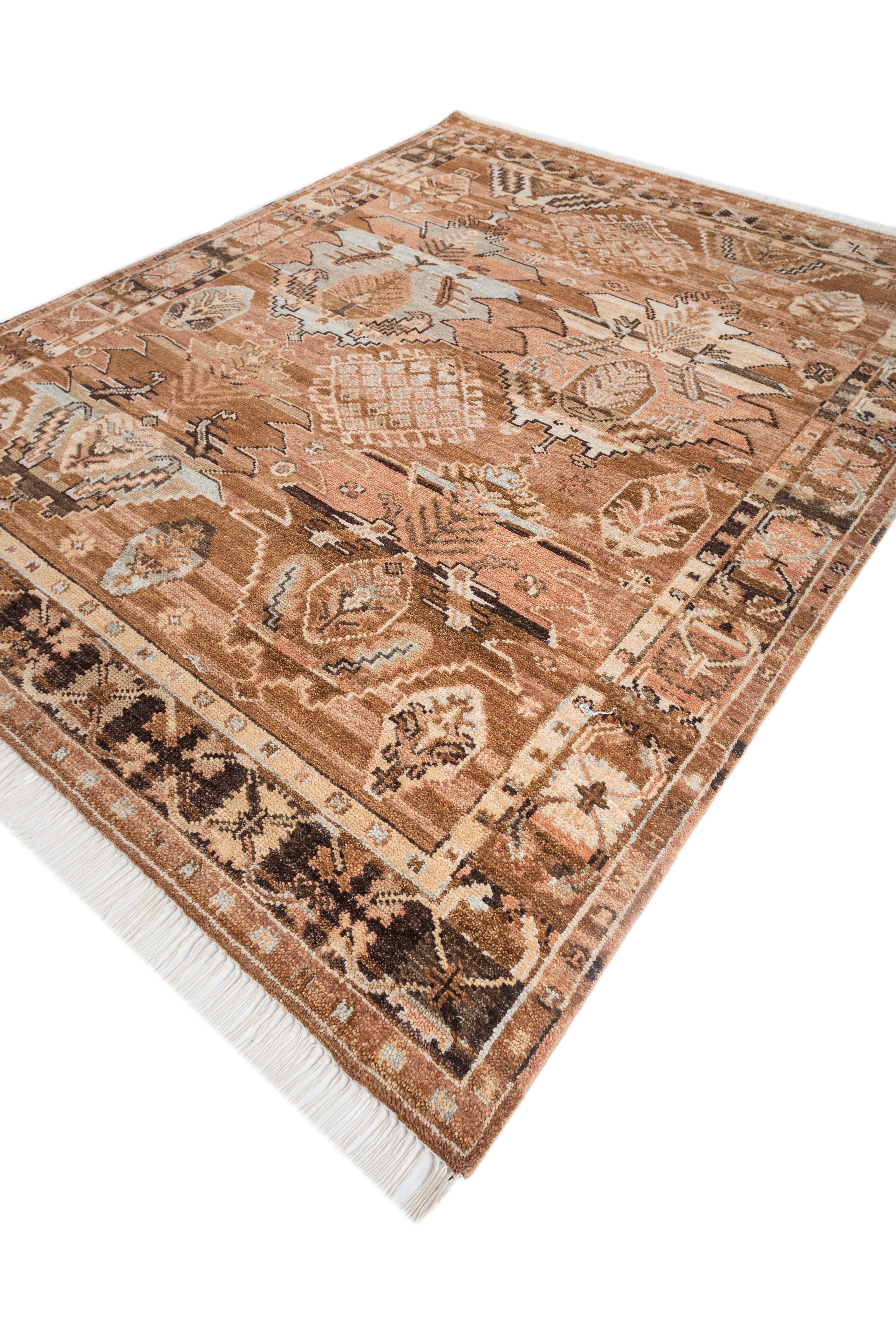 Hand-Knotted Jaipur Rugs 8x10 Feet Hand knotted Carpet Wool Modern Red And Orange Rug For Sale