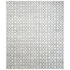 Jaipur Rugs 8X10 Feet Hand Knotted Carpet Wool & Silk Ivory Modern Abstract Rug