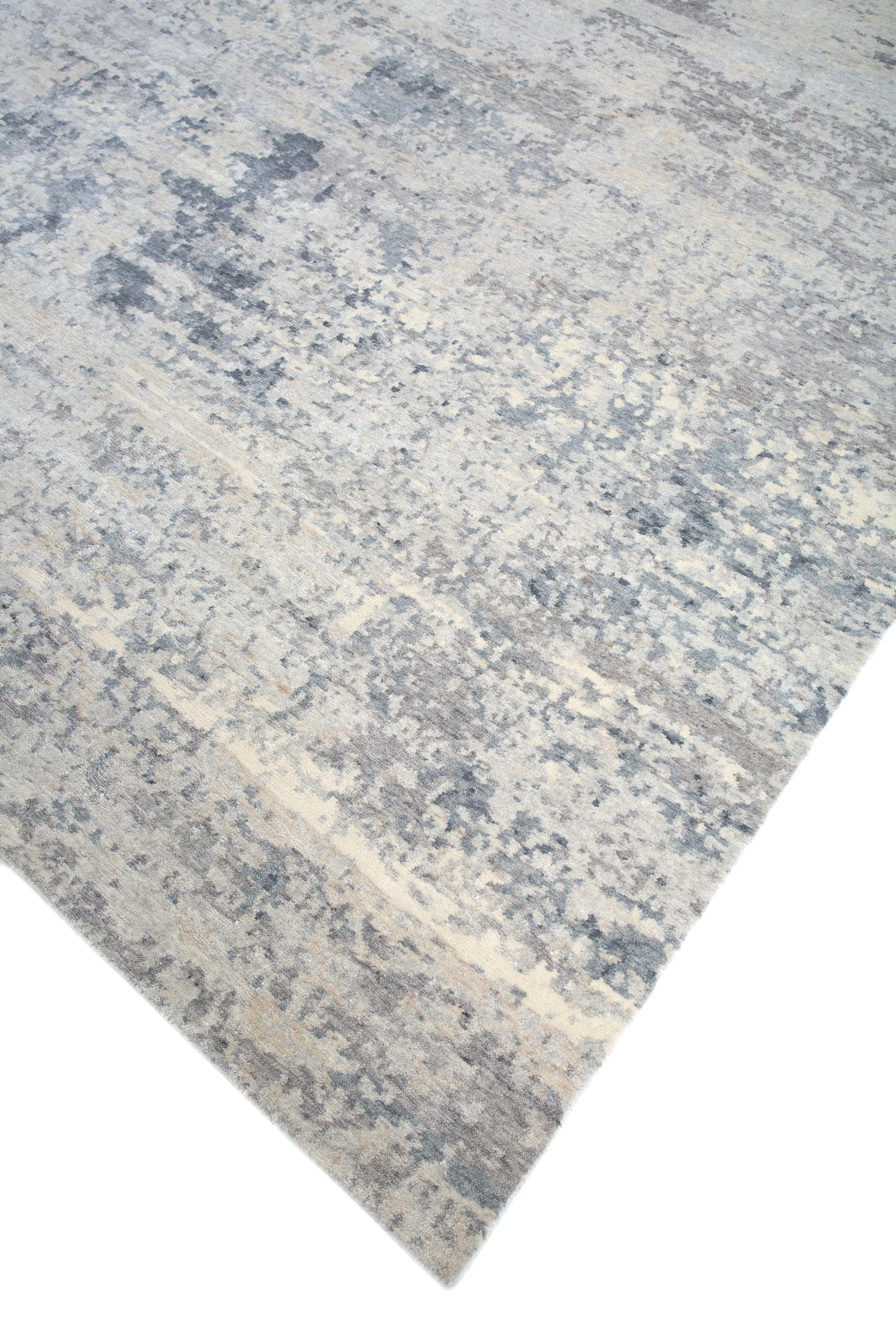 Jaipur Rugs 8x10 Feet Hand geknüpft Teppich Wolle & Tencil Modern Grau & Schwarz Teppich (Indisch) im Angebot