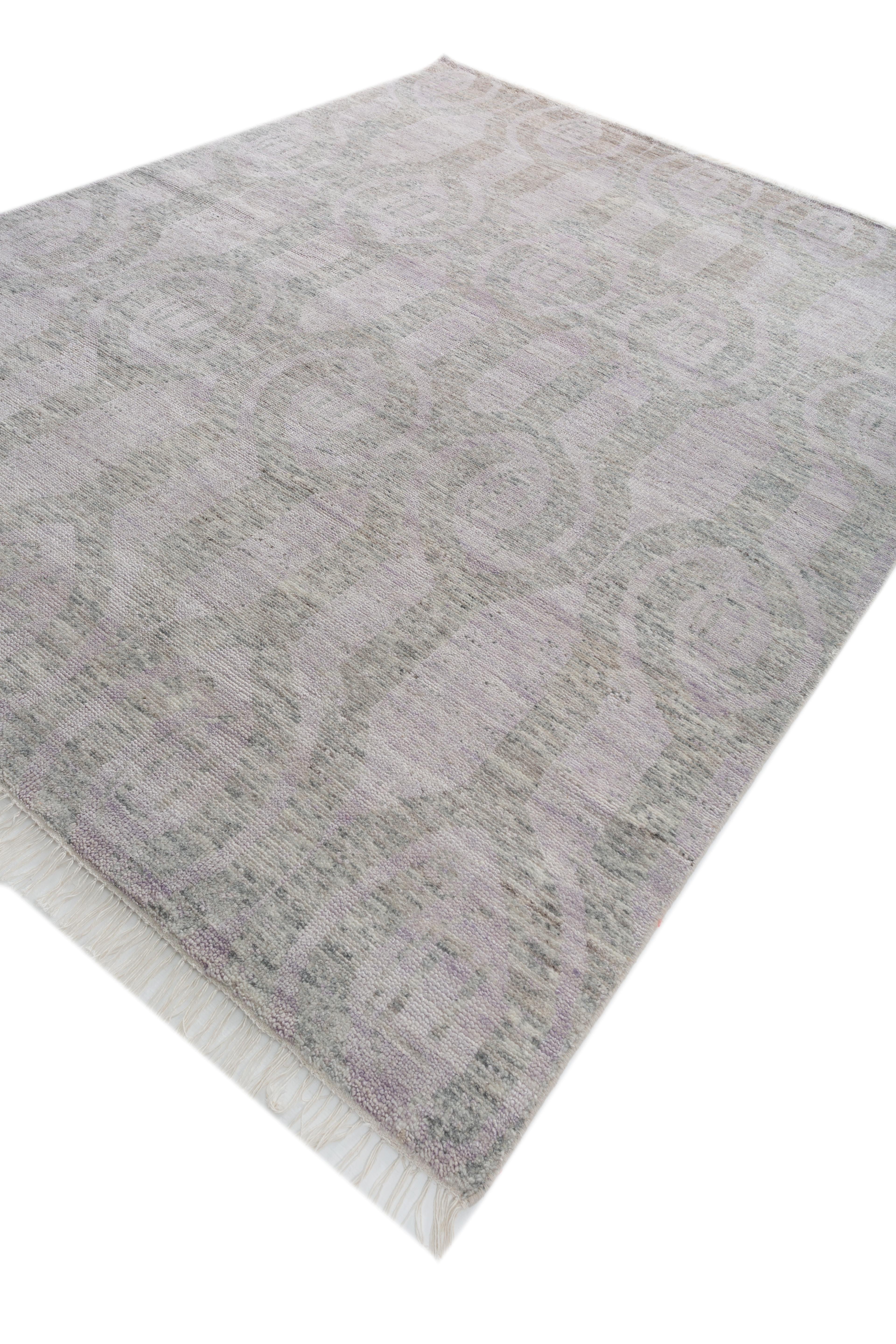 Hand-Knotted Jaipur Rugs 8x10 Feet Hand knotted Carpet Wool & Tencil Modern Red & Orange Rug For Sale