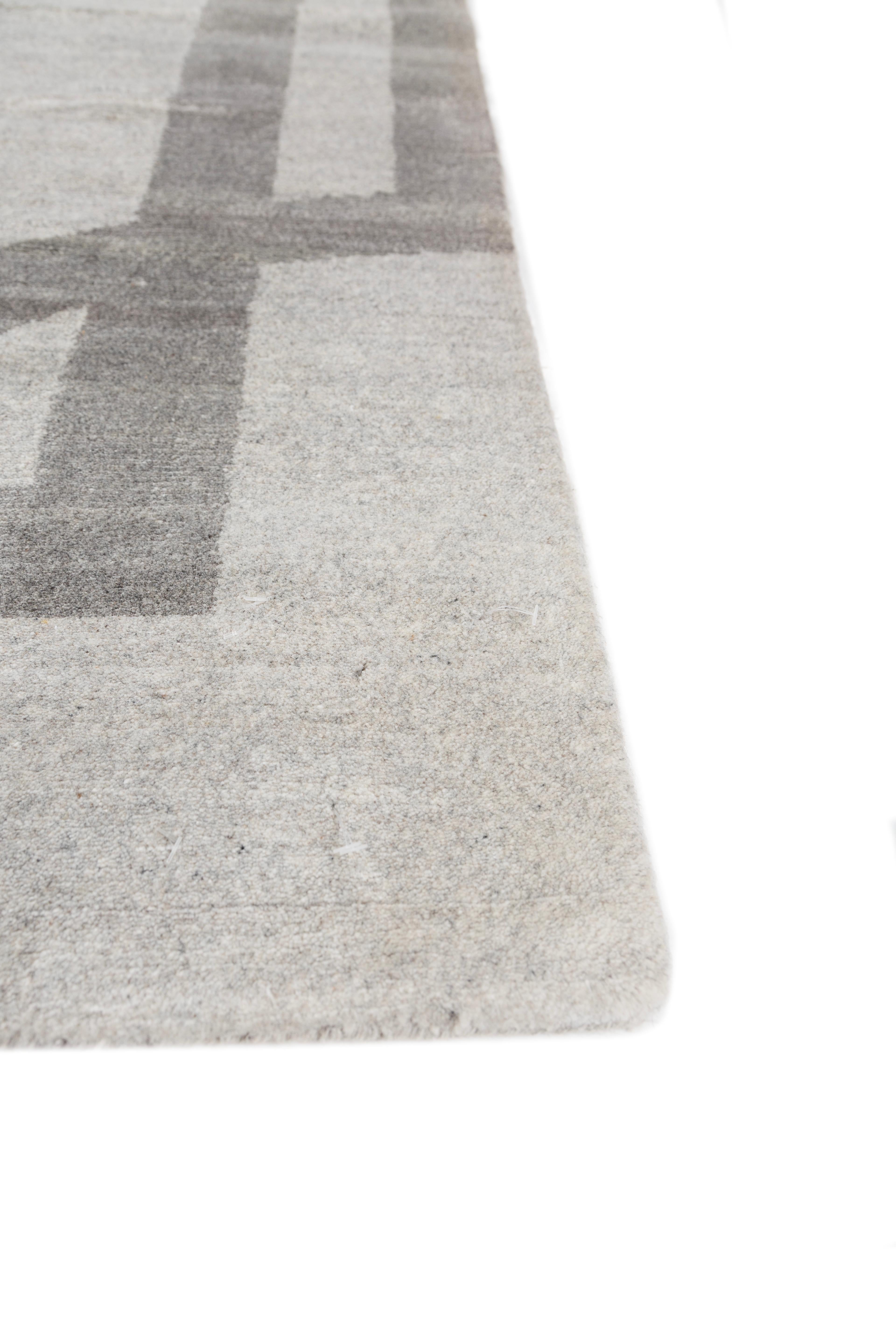 Moderno Jaipur Rugs 8x10 Piedi Tappeto annodato a mano in lana e viscosa moderno Grigio e Nero in vendita