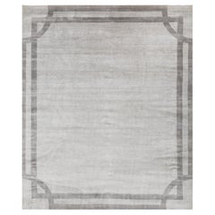 Jaipur Rugs Tapis 8x10 pieds noués à la main Laine et viscose moderne Gris et noir