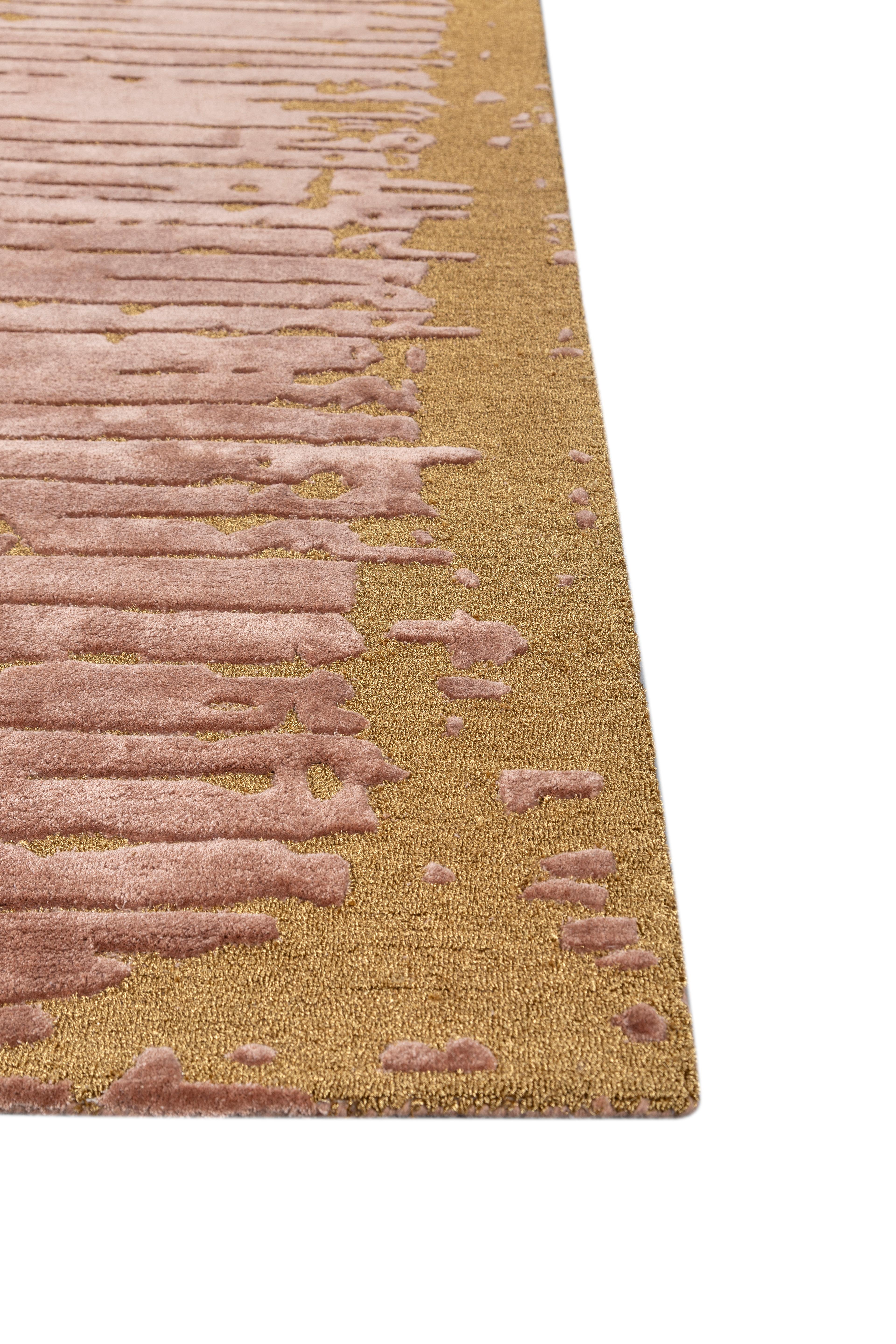 Indien Jaipur Rugs 8x10 Feet Tapis tufté à la main Laine et Polyester Moderne Rouge et Orang en vente