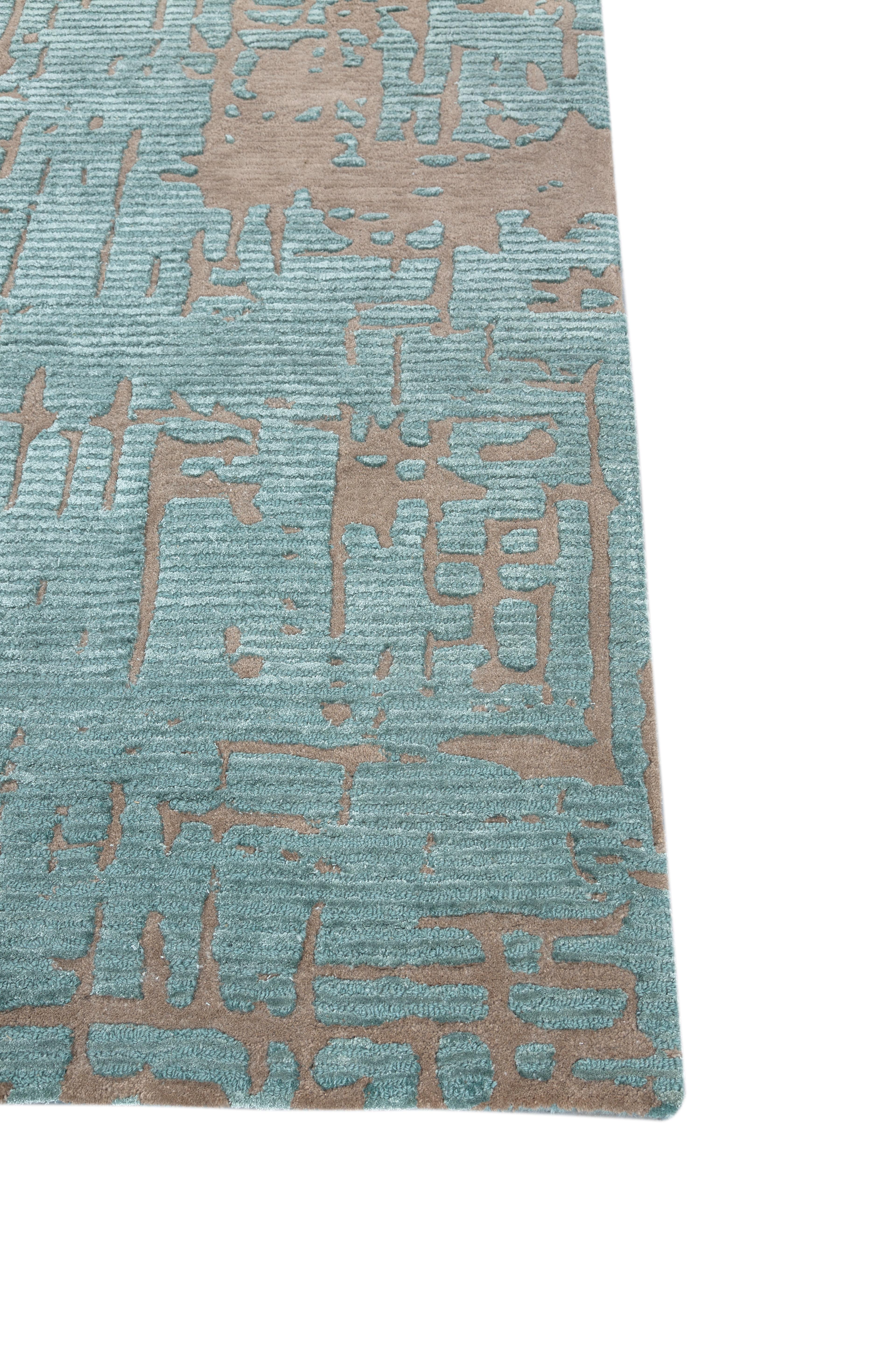Jaipur Teppiche 8x10 Füße Hand getuftet Teppich Wolle & Viskose Modern Blau Teppich (Moderne) im Angebot